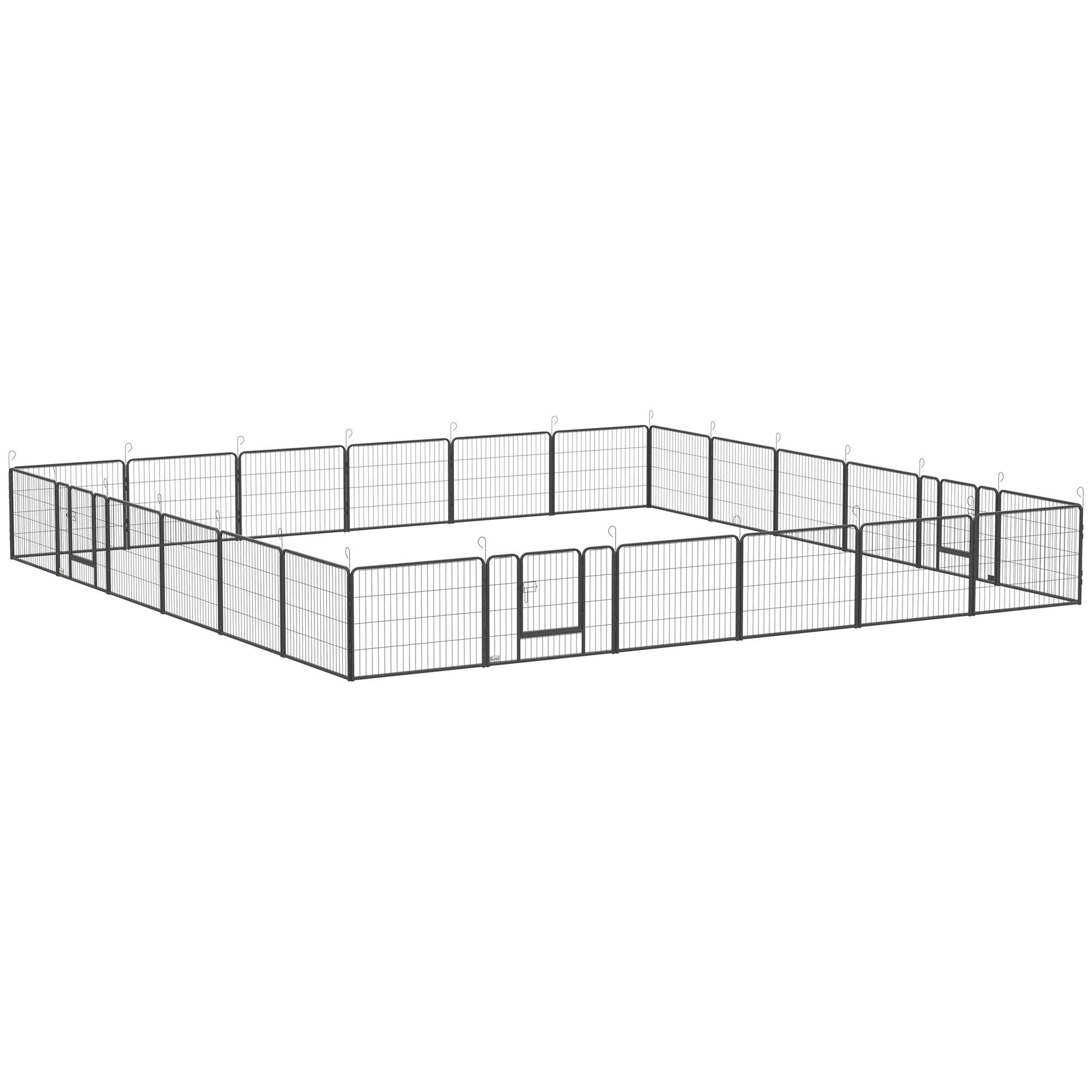 Grey Steel Dog Playpen with 24 Panels for Small Dogs