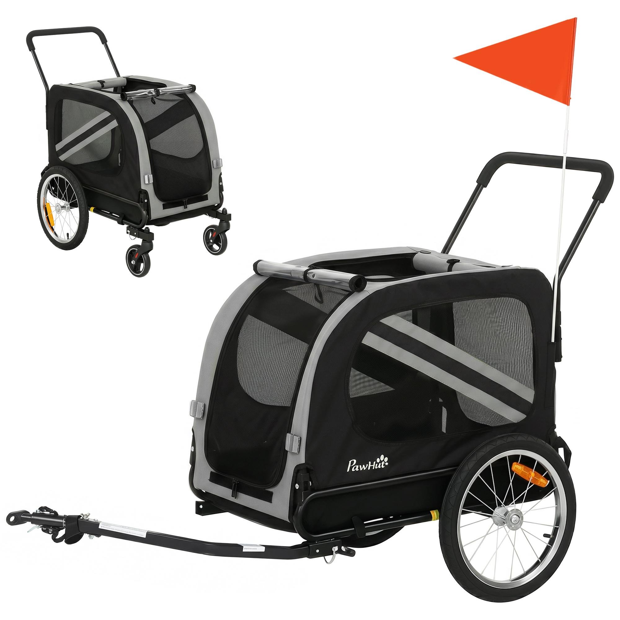 Grey 2-in-1 Dog Trailer for Medium Dogs
