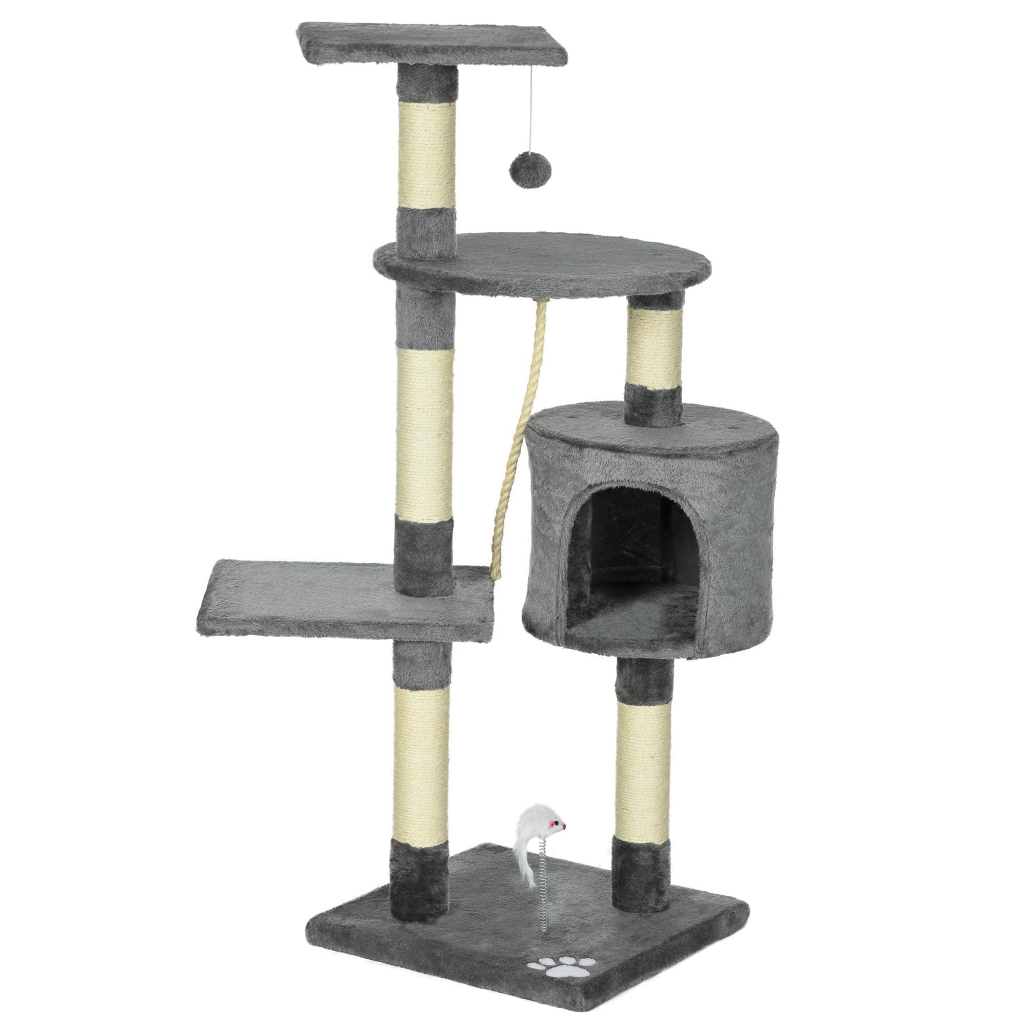 45.7 Inch Grey Cat Tower with Sisal Posts