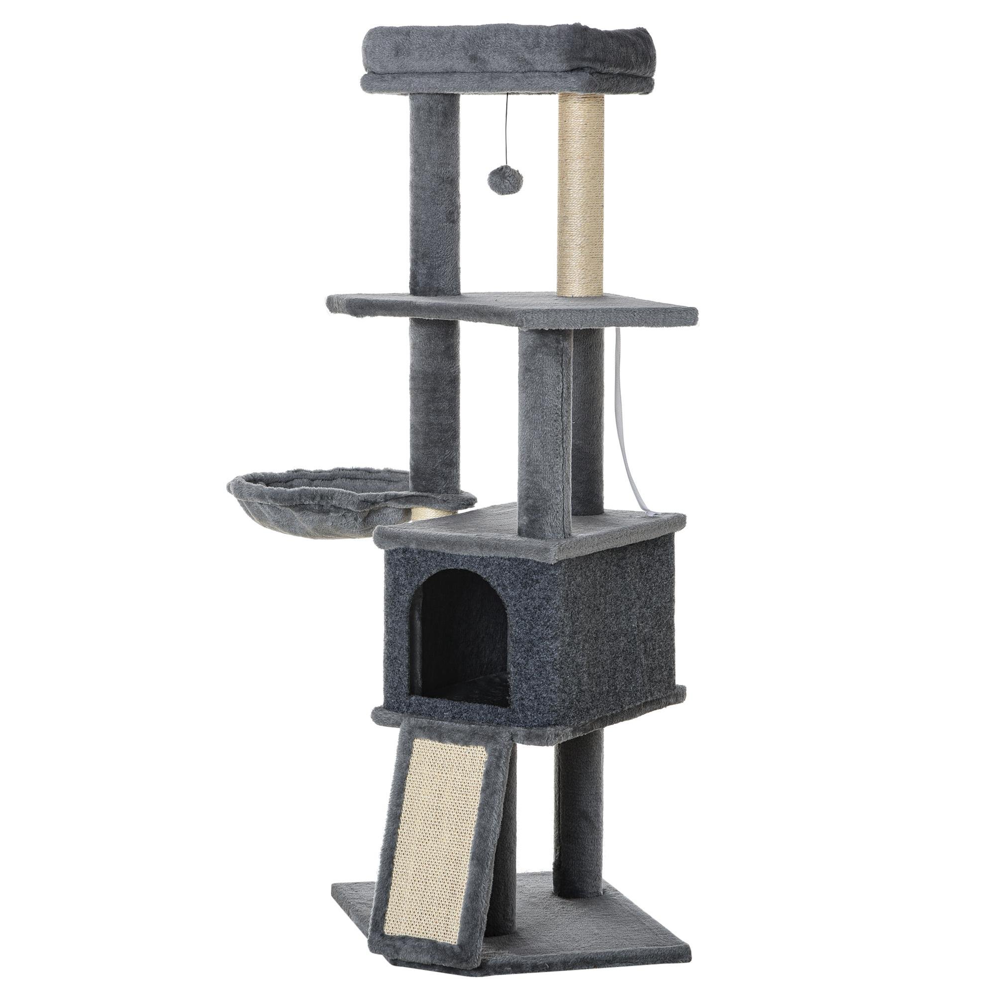 50 Inch Grey Cat Tree with Sisal Posts and Condo