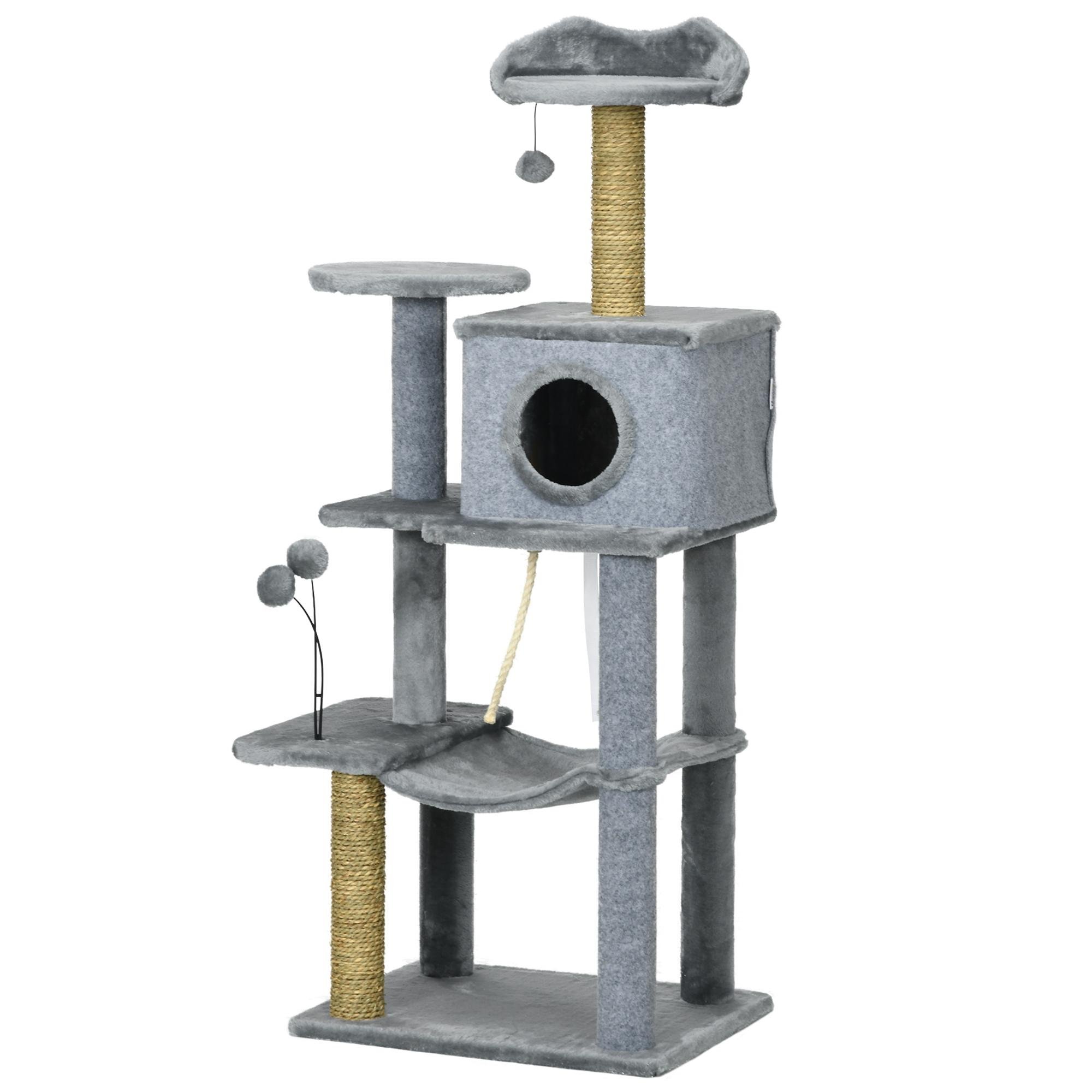 54 Inch Seaweed Cat Tree with Hammock for Indoor Cats