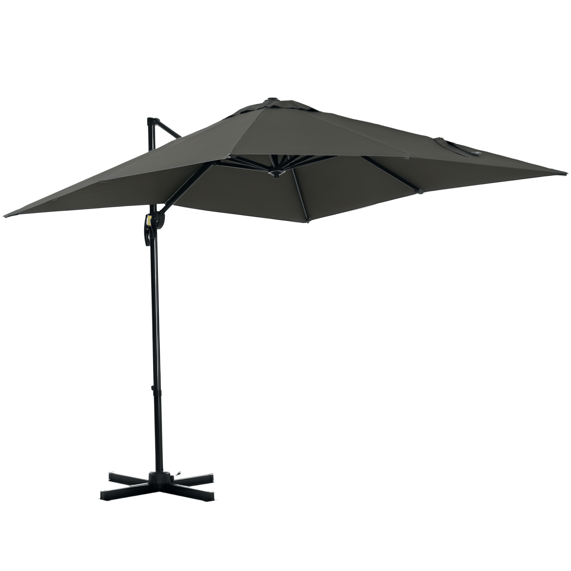 8 ft grey cantilever umbrella with 360° rotation