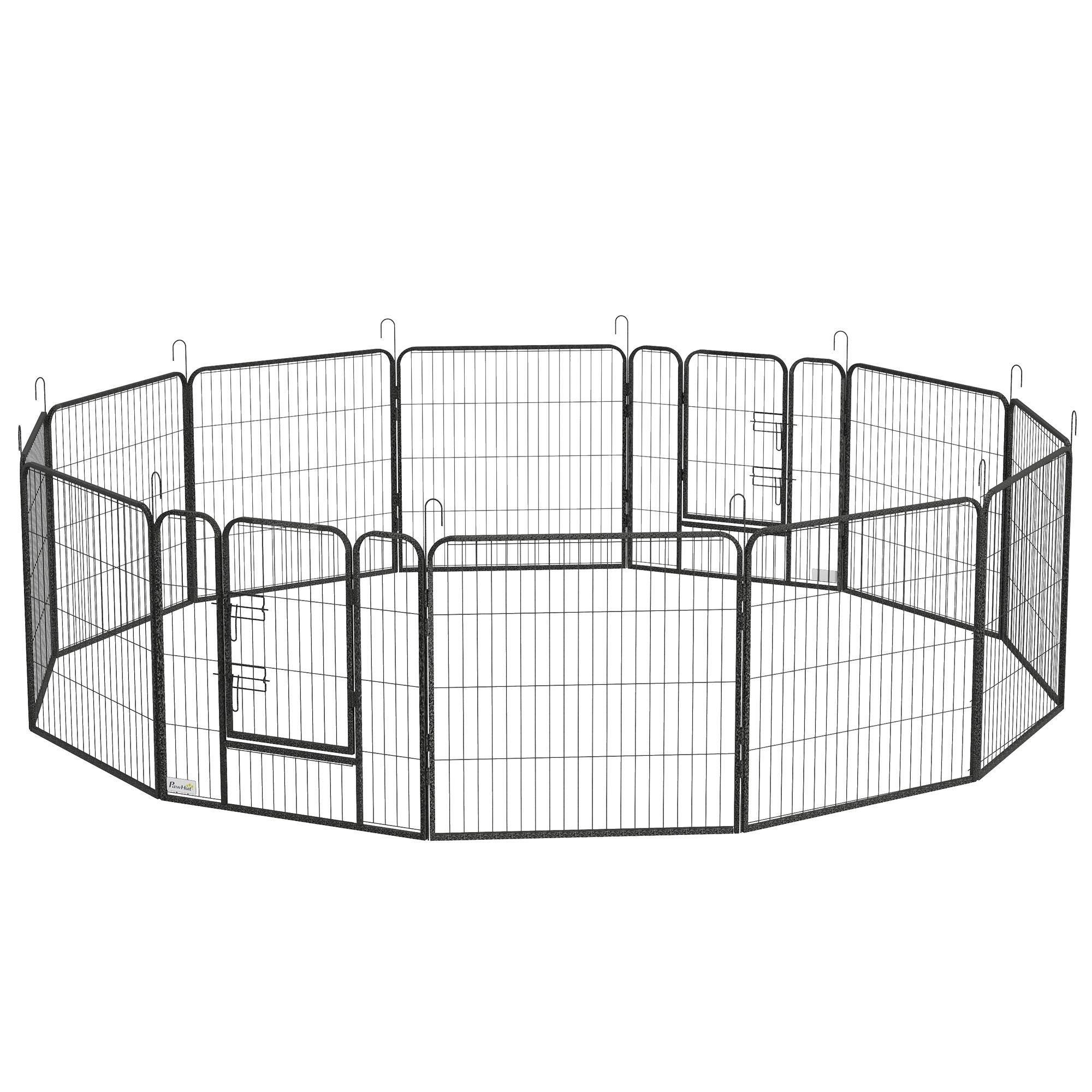 Grey 12 Panel Dog Playpen with Flexible Shapes