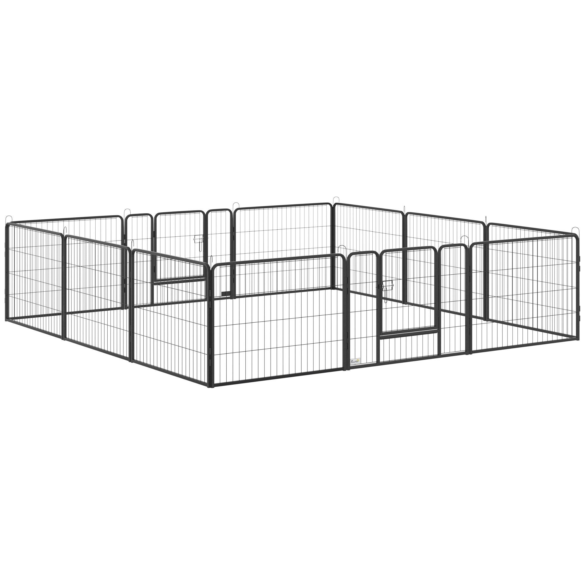 Grey Alloy Steel Dog Playpen, 12-Panel Indoor Outdoor
