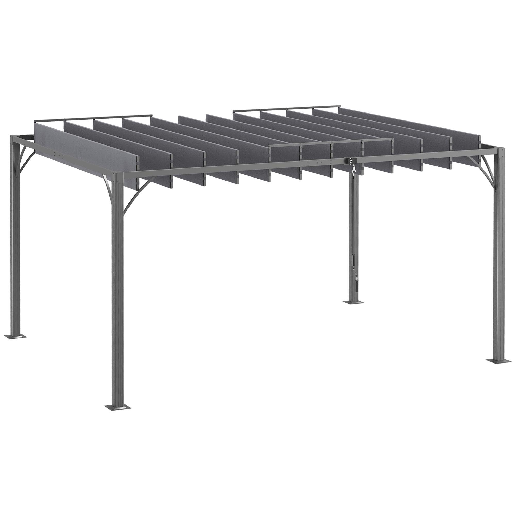 Grey Aluminium Pergola with 135° Adjustable Roof, 12.8' x 9.7'