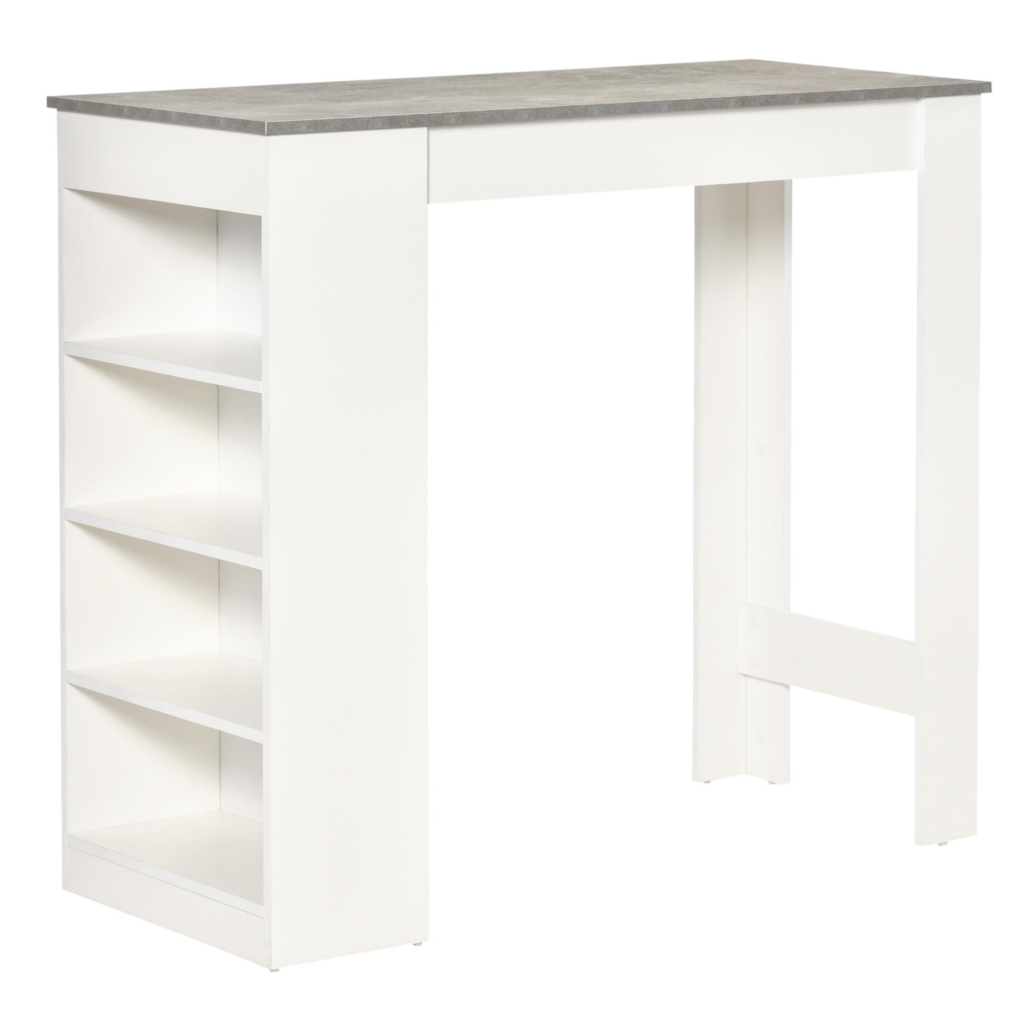 Grey 4 Shelf Bar Table with Open Storage for Kitchens