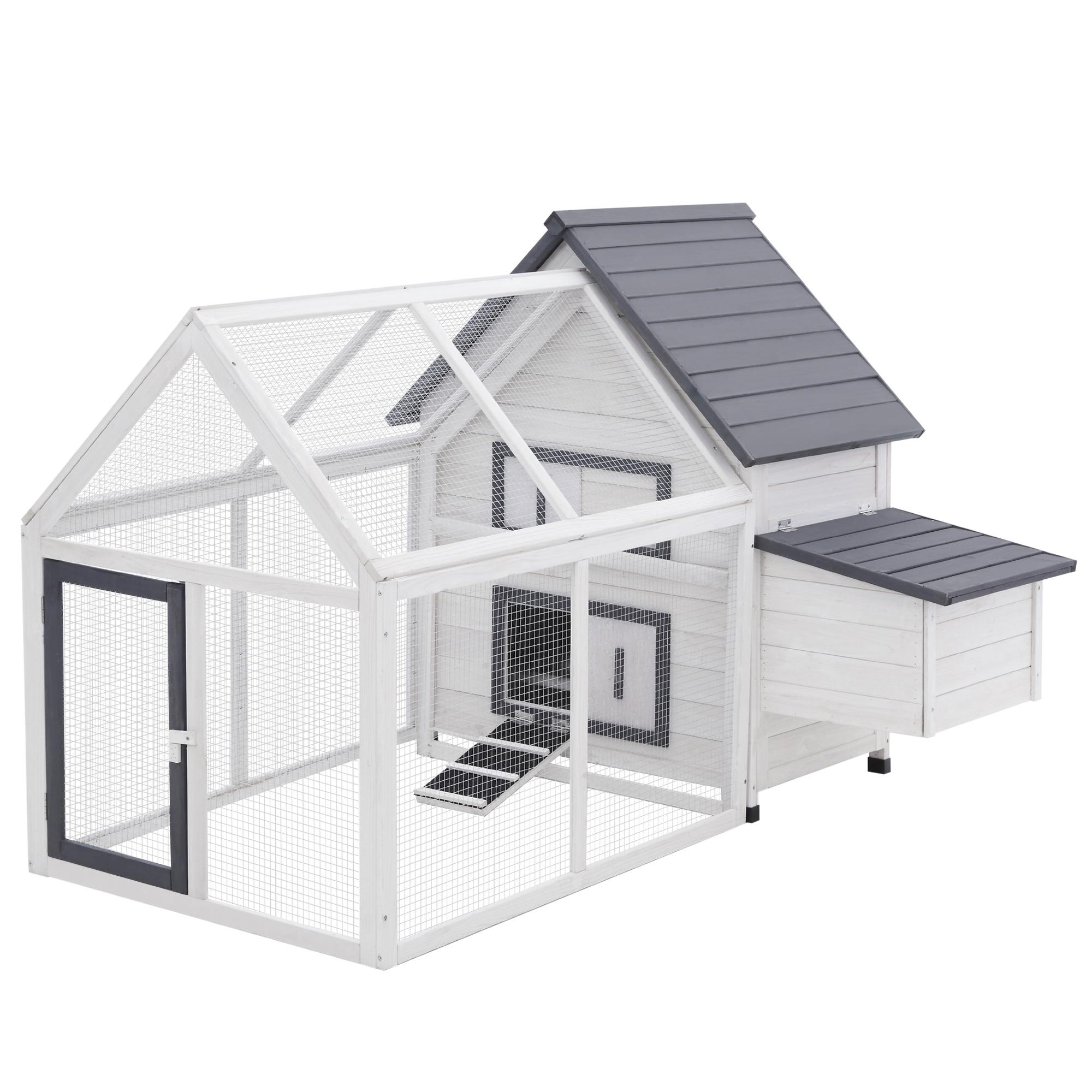 White Fir Chicken Coop with Run and Nesting Box