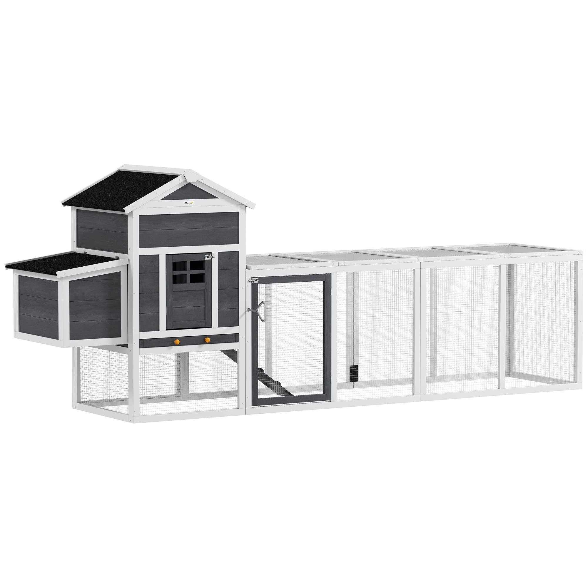 117 Inch Grey Chicken Coop with Nesting Box