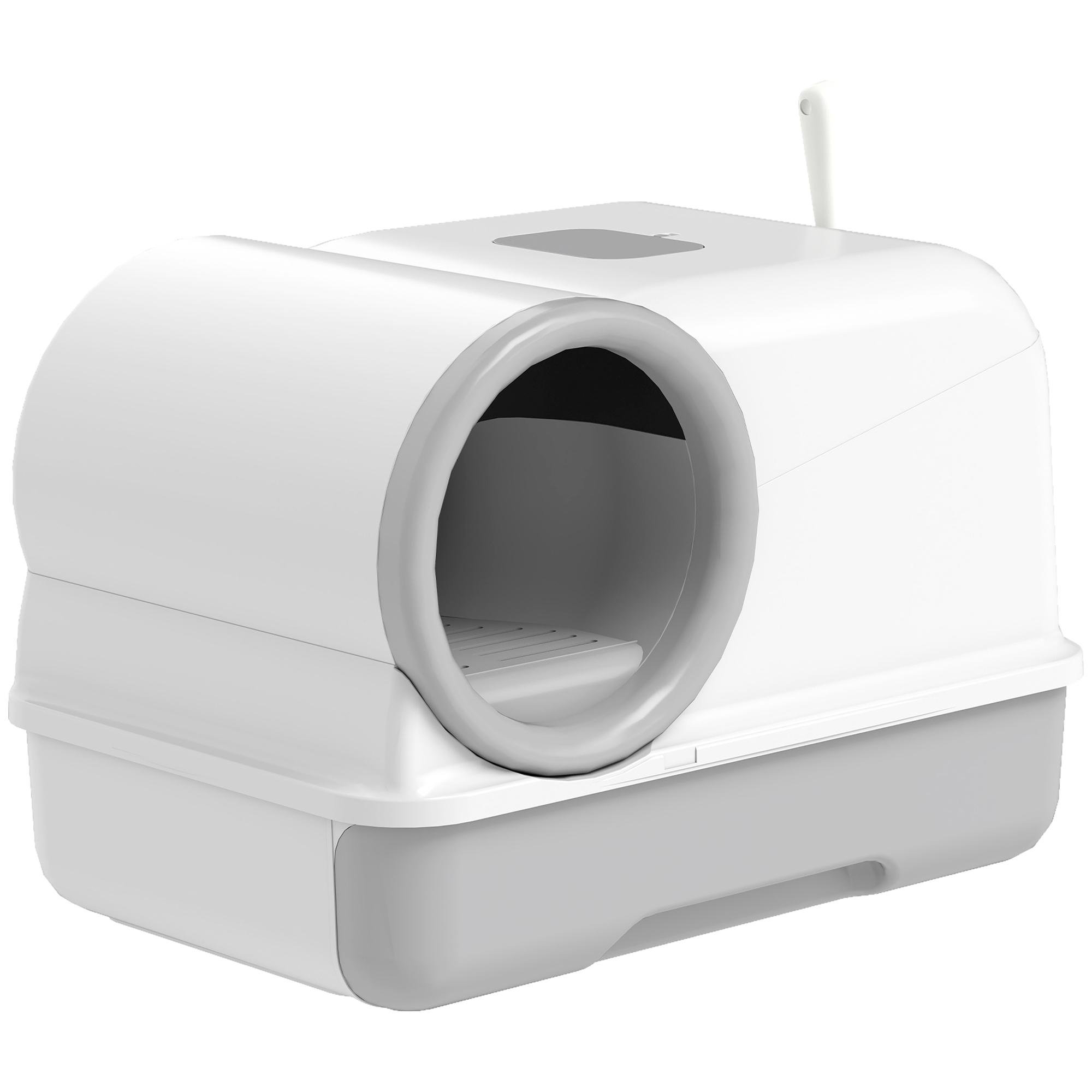 Grey Polypropylene Litter Box with Pull-Out Tray