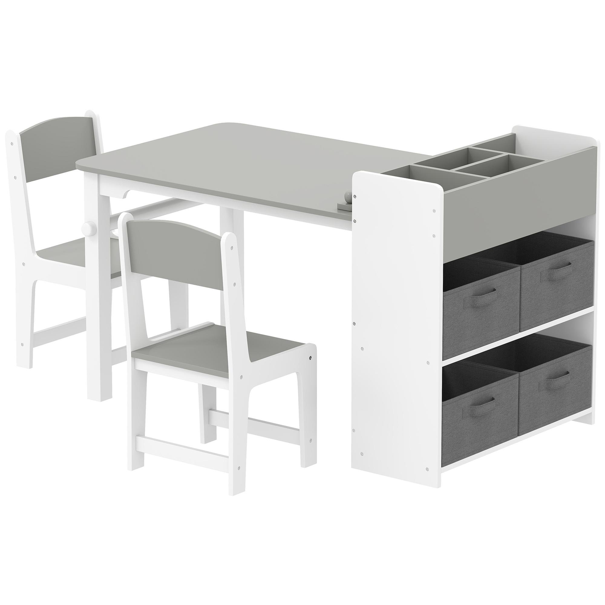 Grey Kids Art Table Set with Storage and Paper Roll
