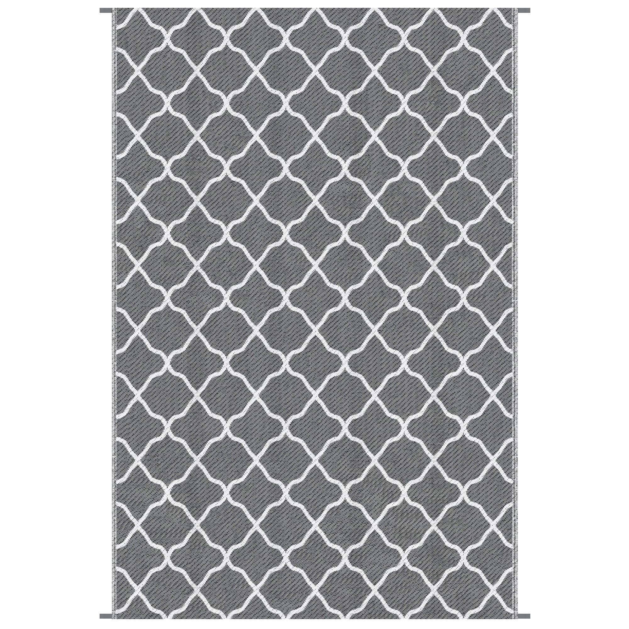 Grey White Outdoor Rug, Reversible 6' x 9' Camping Mat