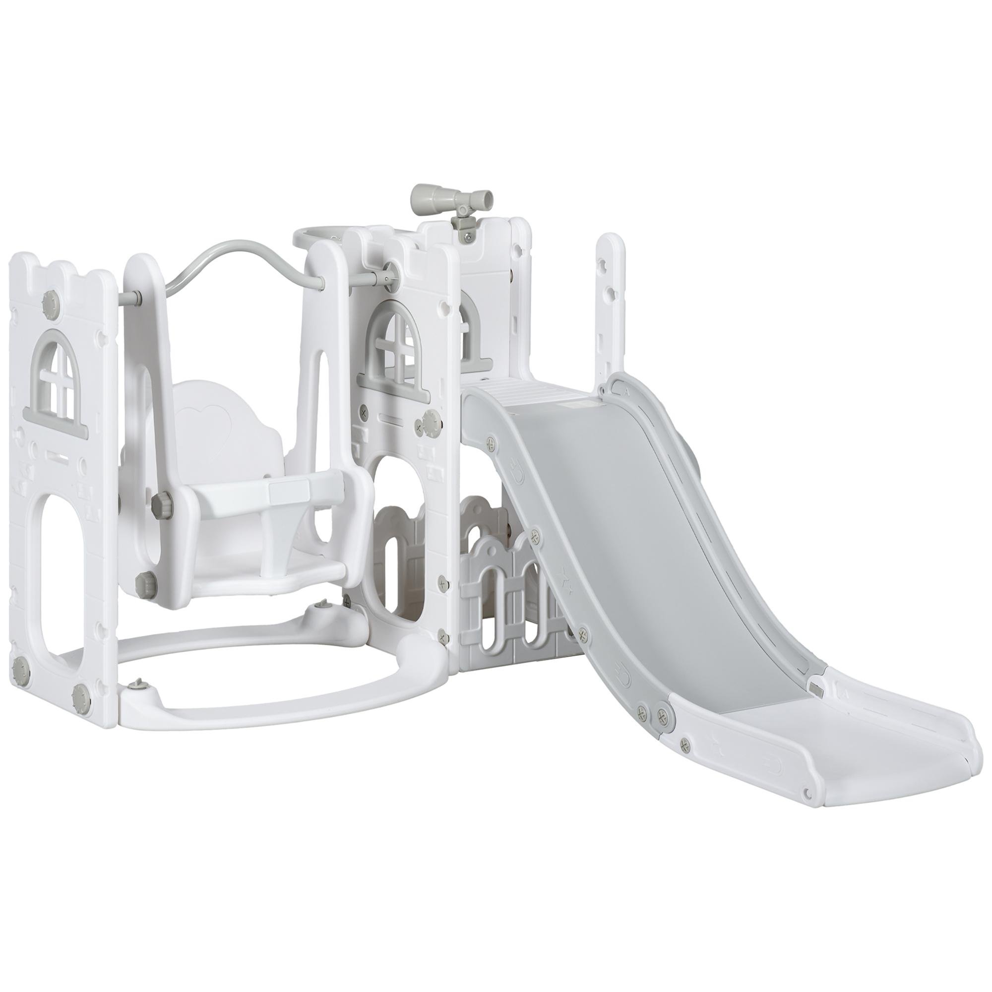 Grey Six-in-One Toddler Playset with Slide and Swing