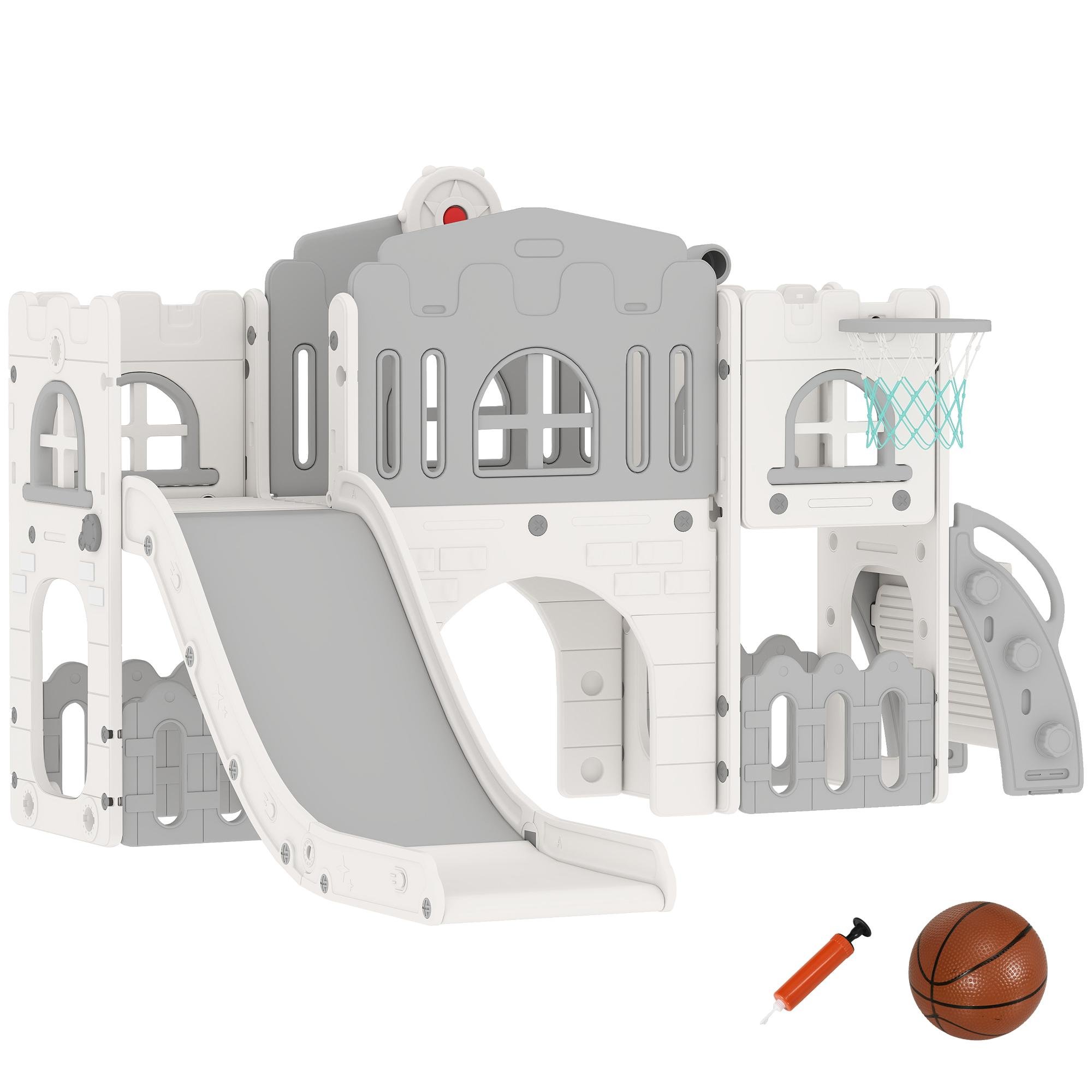 Grey 9-in-1 Toddler Slide with 9 Play Features