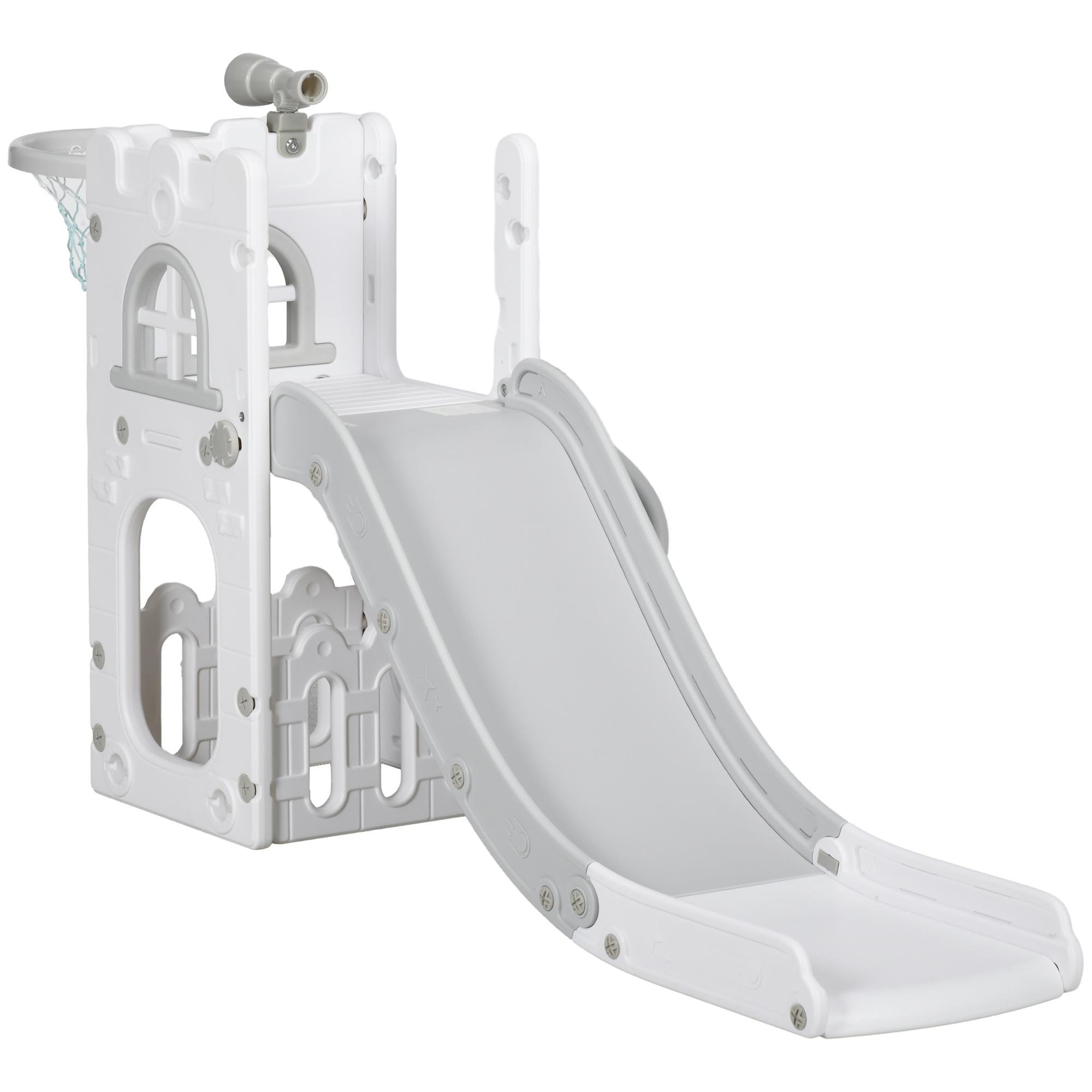 Grey HDPE Toddler Slide, 5-in-1 Indoor Playset