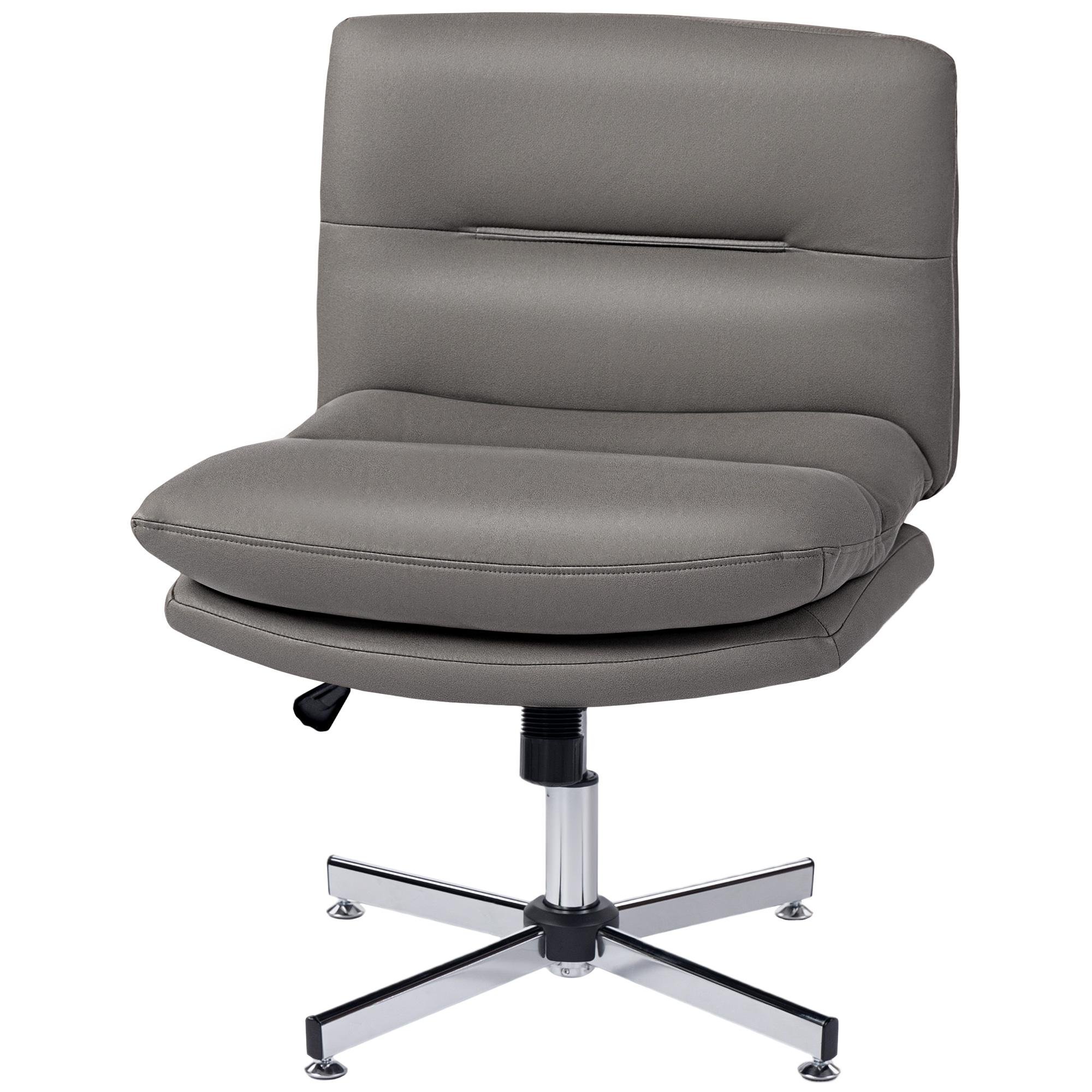 Grey Armless Criss Cross Chair with Adjustable Height