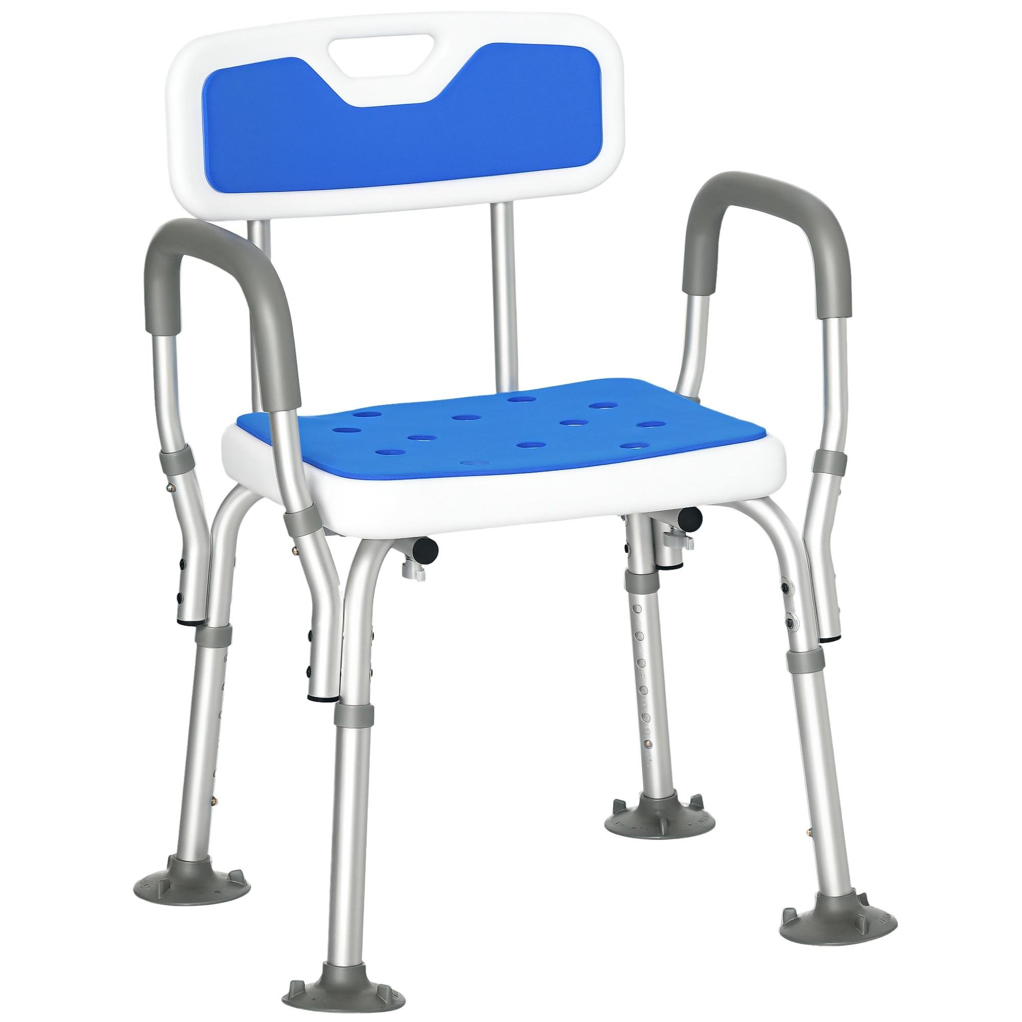 Grey Adjustable Bath Chair with Arms, Back and Regular Seat