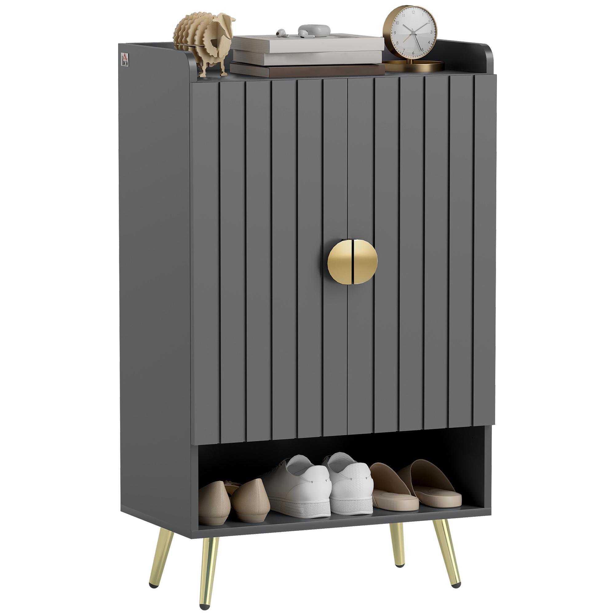 Grey Beaded 15 Pair Cabinet with Adjustable Shelves