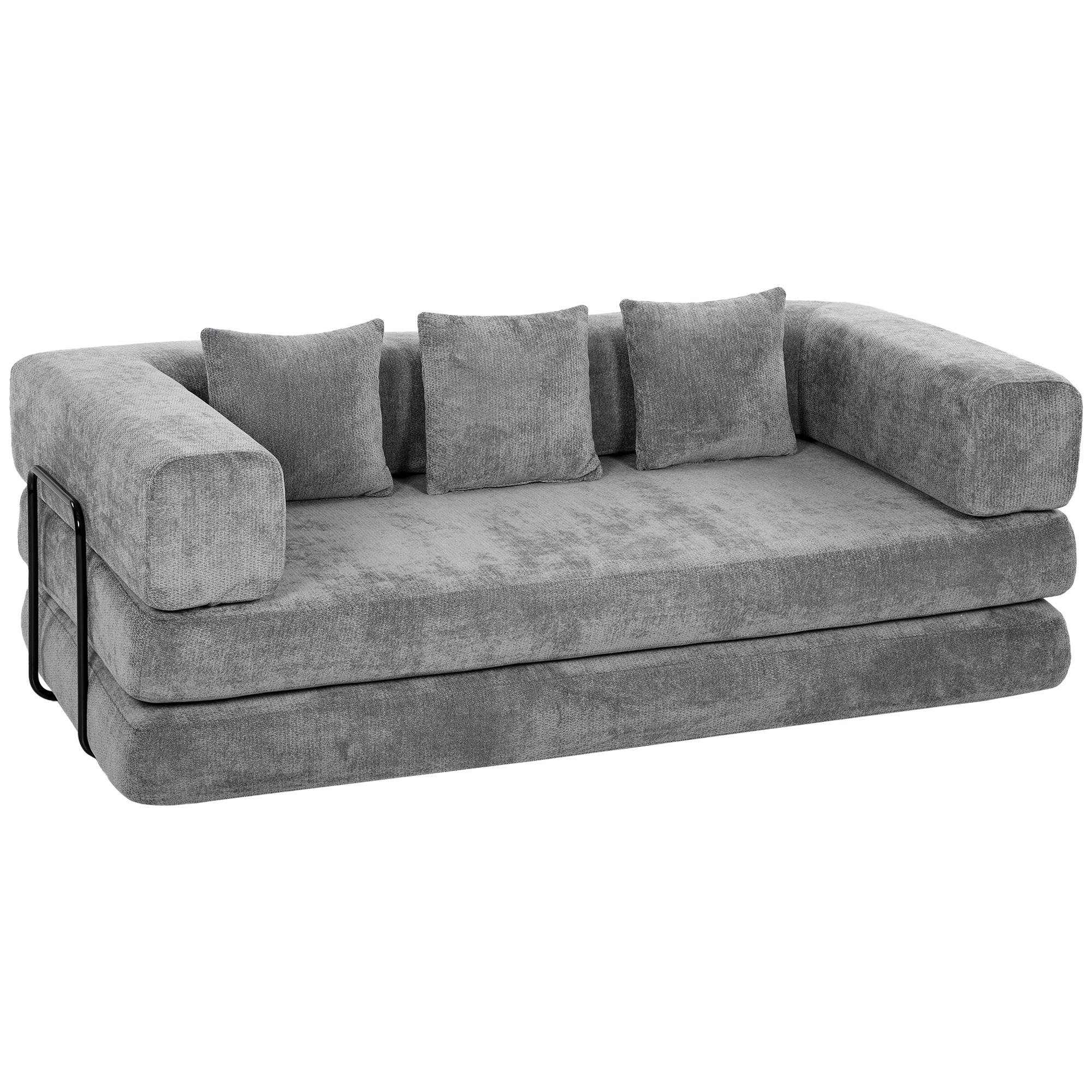 Grey Boneless Sofa Bed, 5-in-1 Convertible, 80.7 in