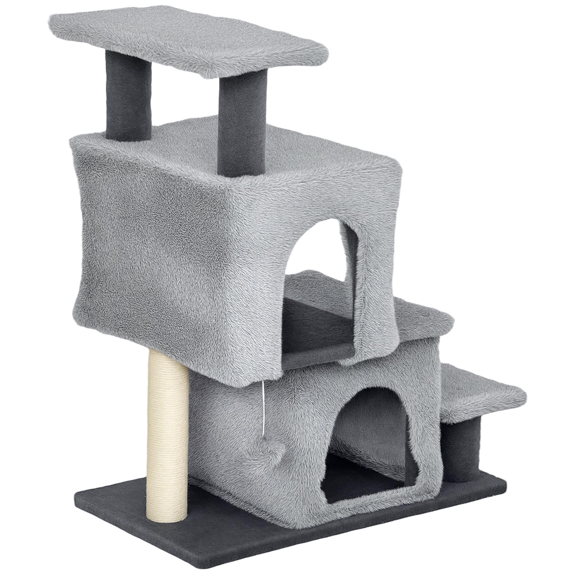 Grey Cat Stairs Condo with Adjustable 3 or 4 Steps