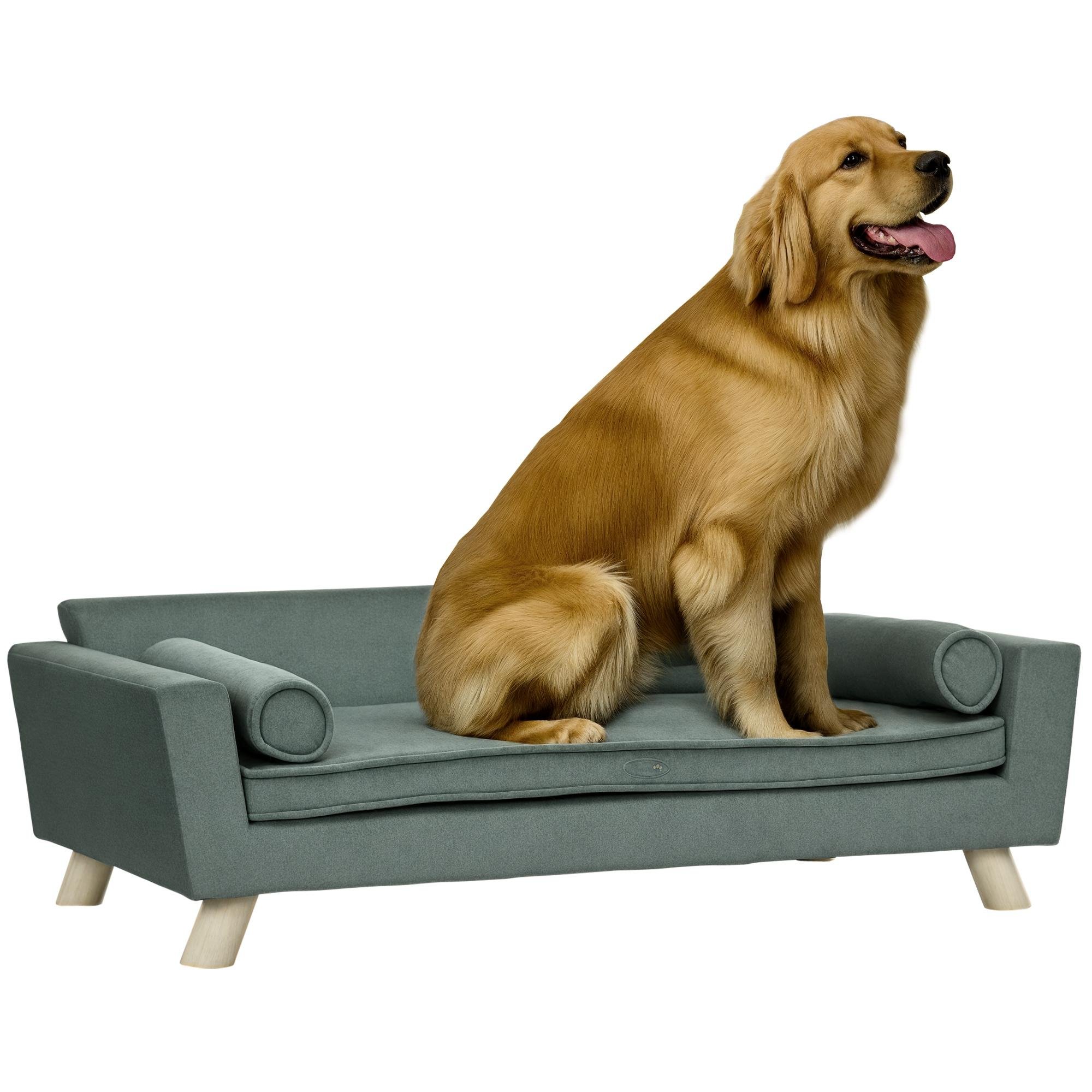 Grey Chenille Pet Sofa with Washable Cushion for Medium Dogs