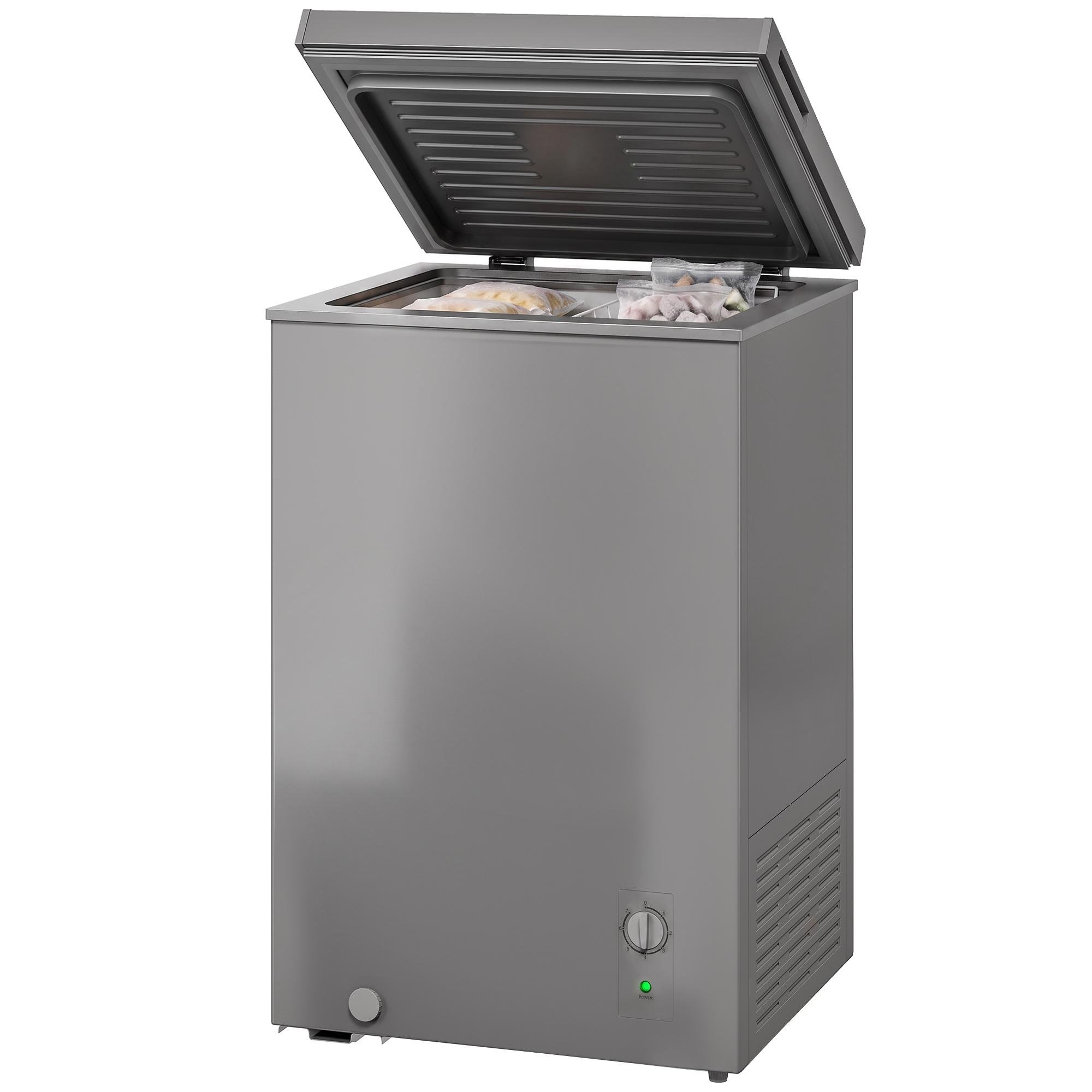 Grey 99L Chest Freezer with 7-Setting Thermostat
