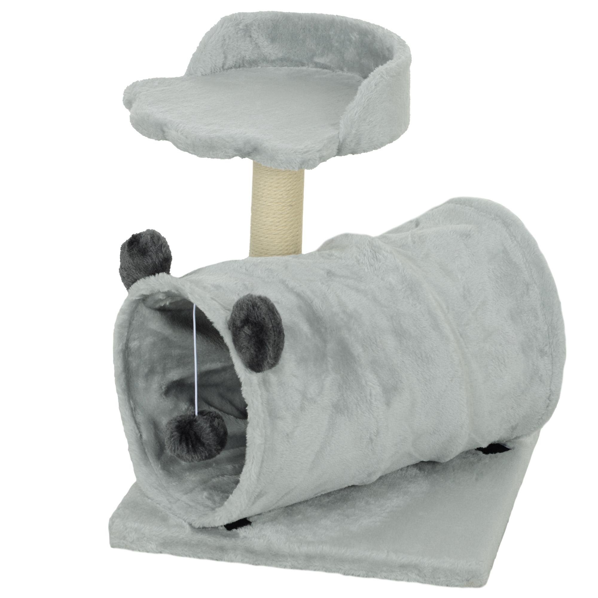 Grey Crinkle Tunnel Cat Tree, Compact 18.5-Inch Tower