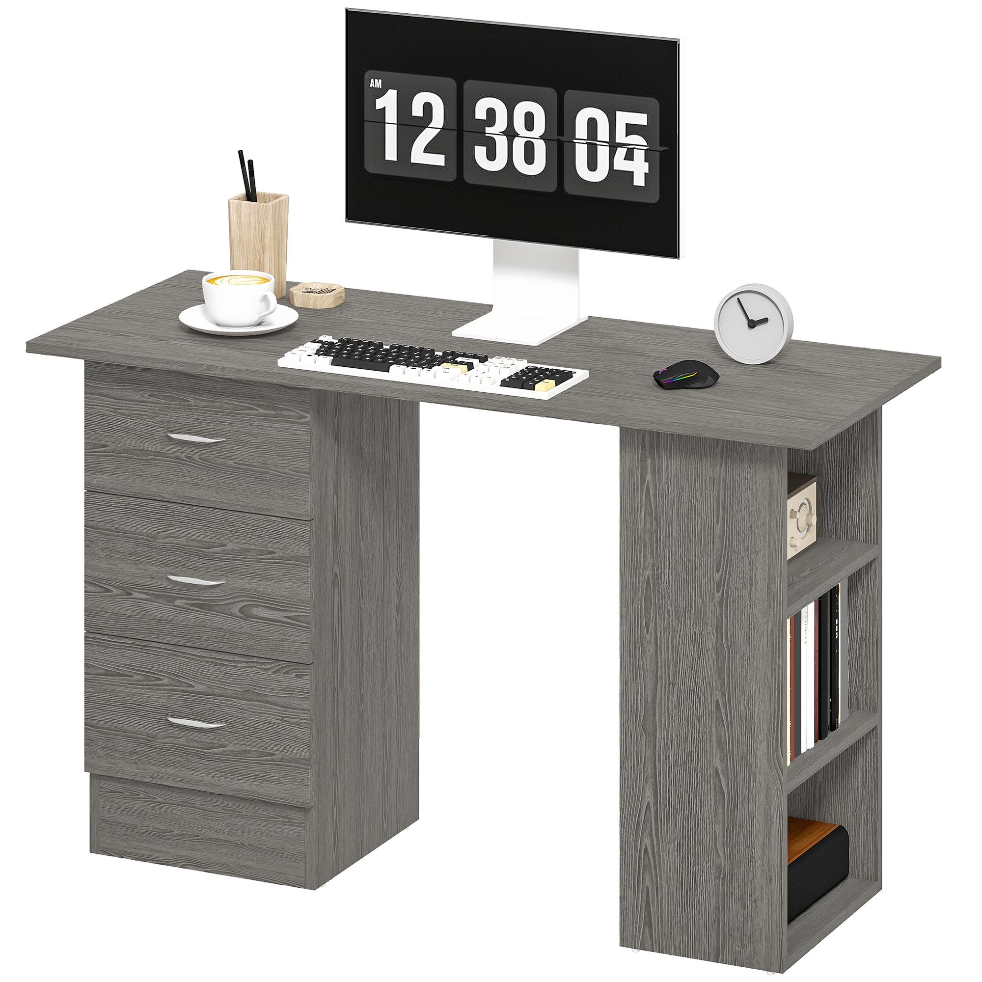 Grey 47-Inch Computer Desk with Reversible Storage