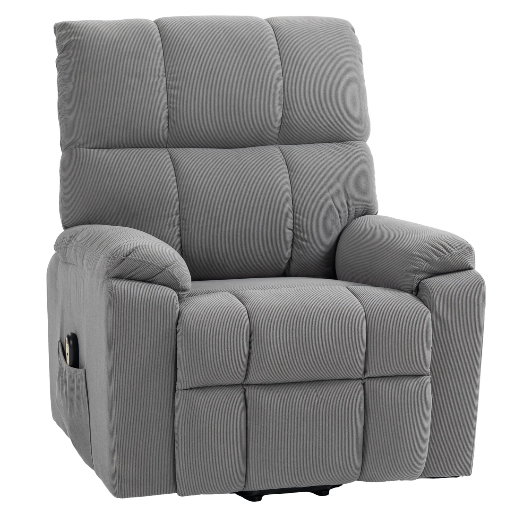 Grey Corduroy Lift Recliner with 135° Recline