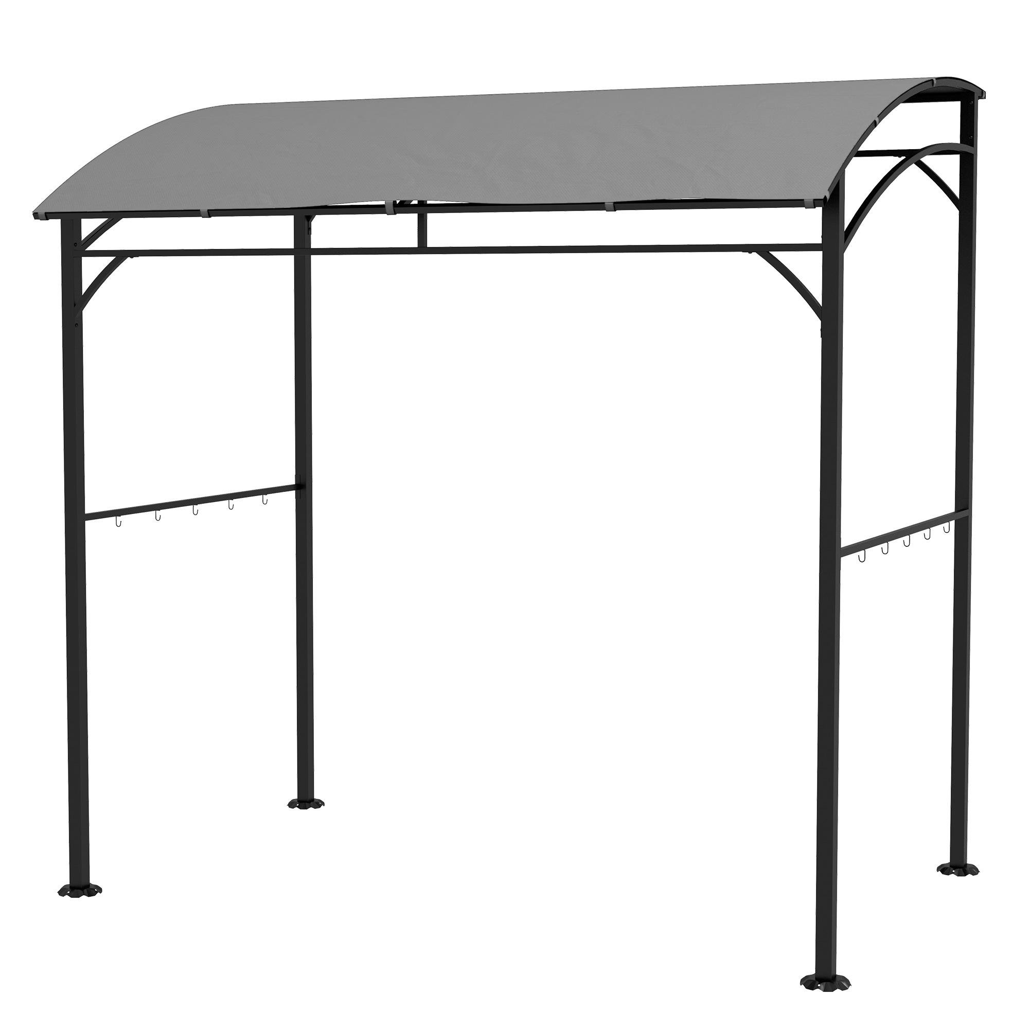 Grey Curved Grill Gazebo with Steel Frame, 84.6 x 59.1 in