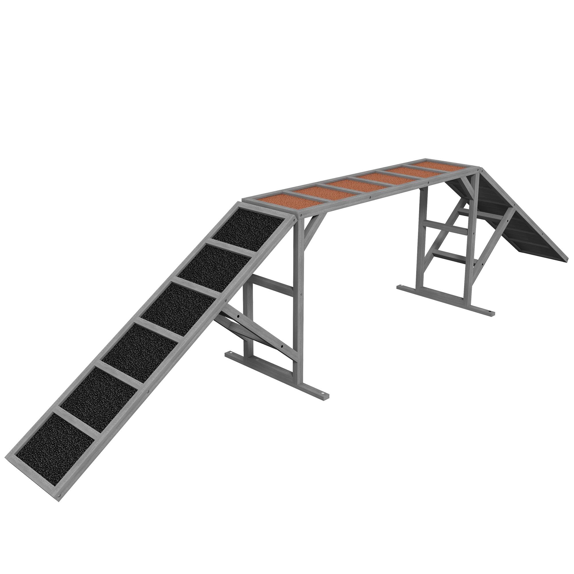 Grey Fir Wood Agility Ramp with Non-Slip Surface