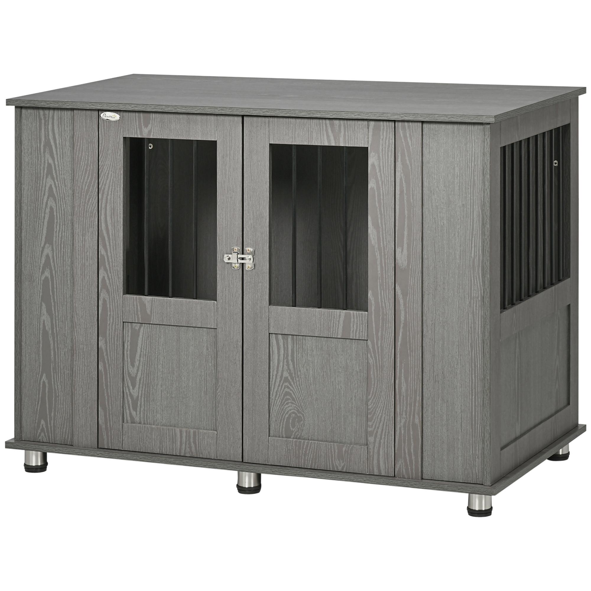 Grey Large Dog Crate Furniture with Magnetic Doors
