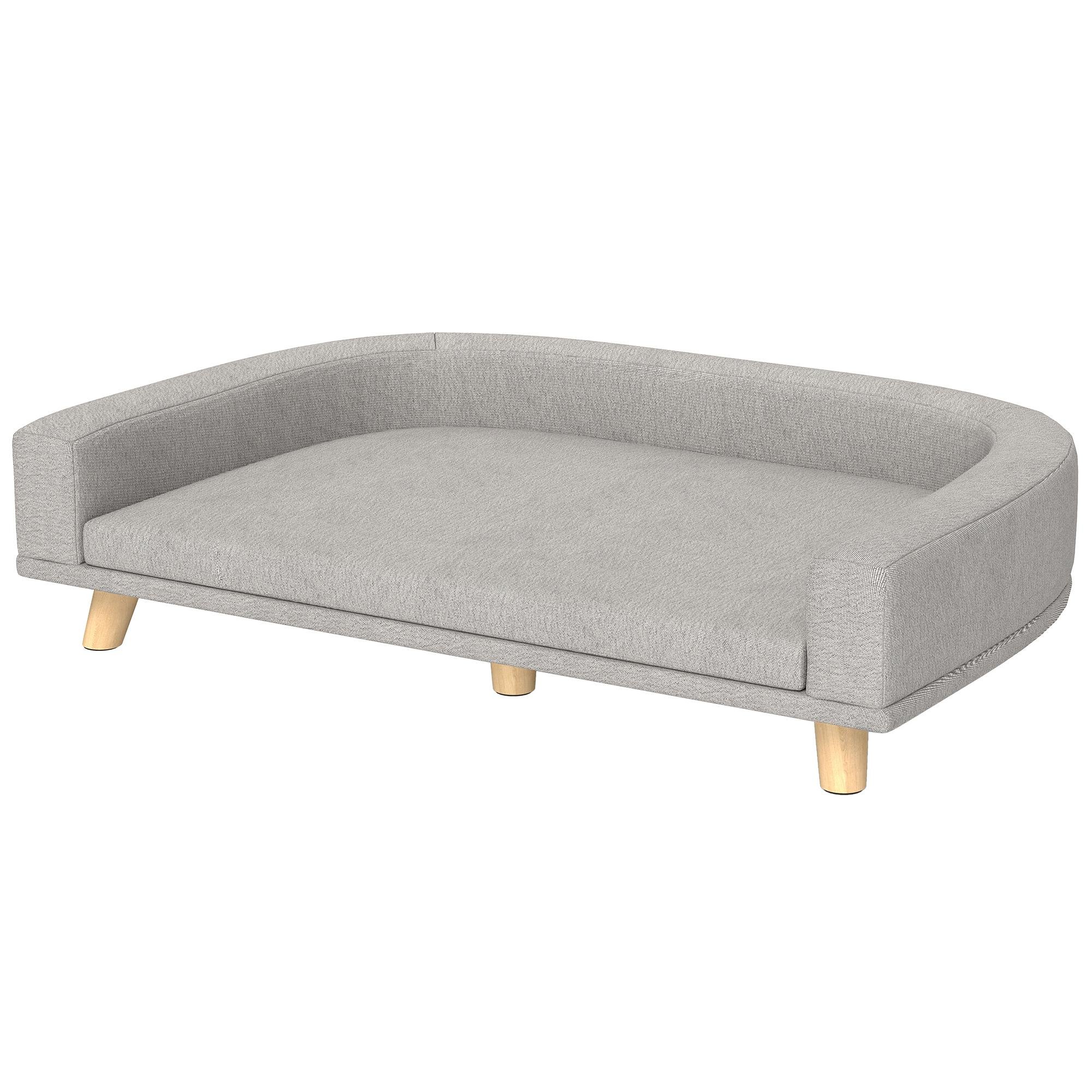 Grey Elevated Dog Sofa with Washable Cover for Large Dogs