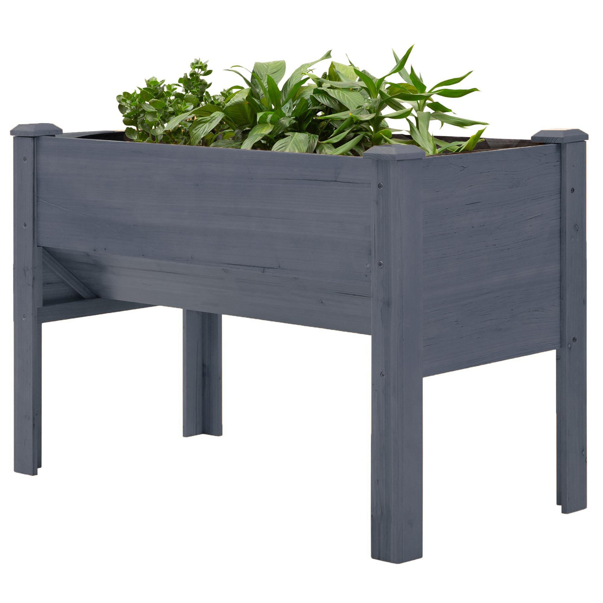 Grey Fir Planter with Hooks, 47.25 x 23.5 x 32 in