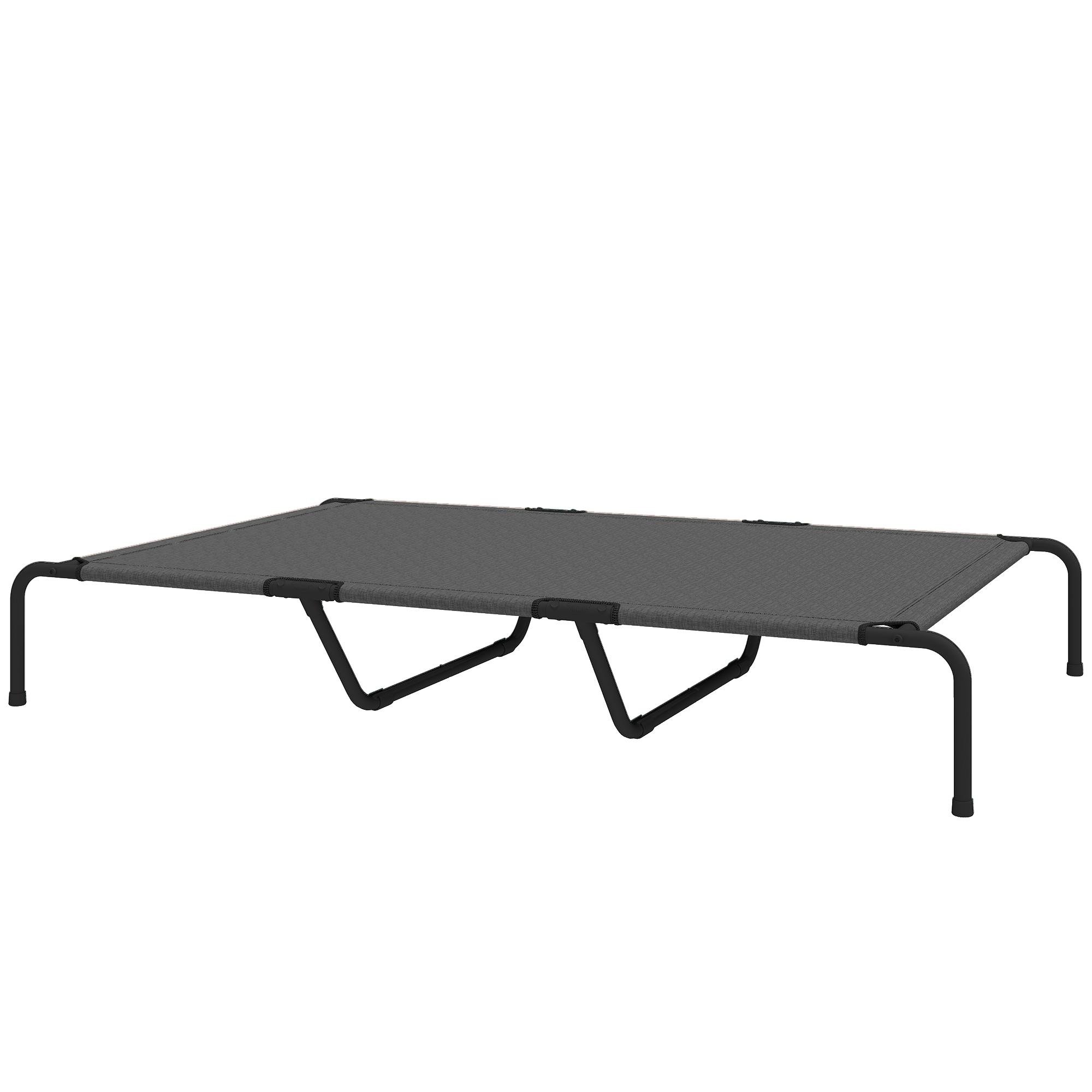 Grey Mesh Dog Bed, Raised Outdoor Cot for Large Dogs