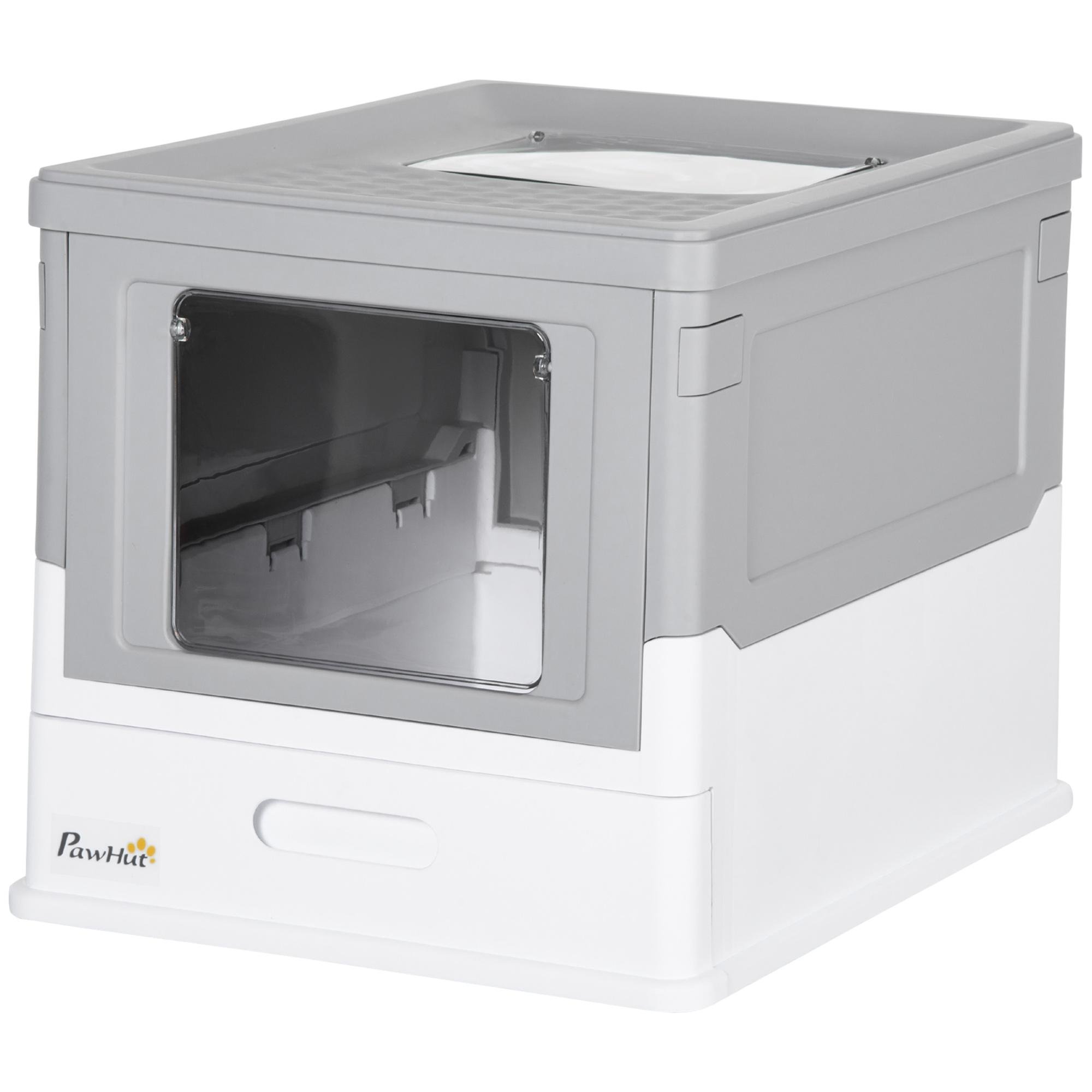 Grey Top Entry Litter Box with Removable Tray