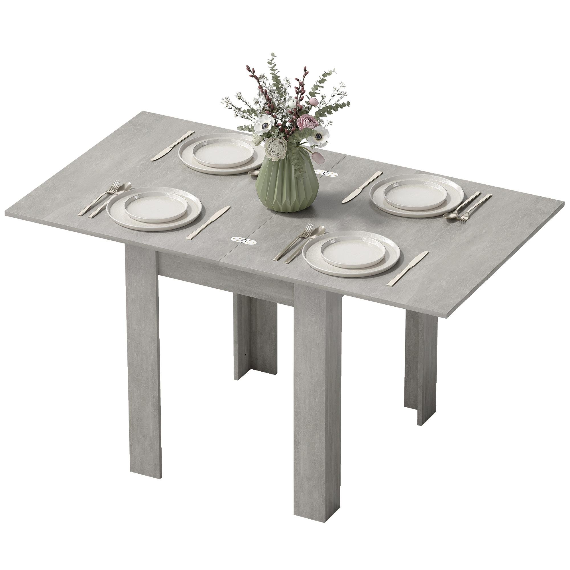Grey 55 Inch Dining Table, Extendable for 4-6 People