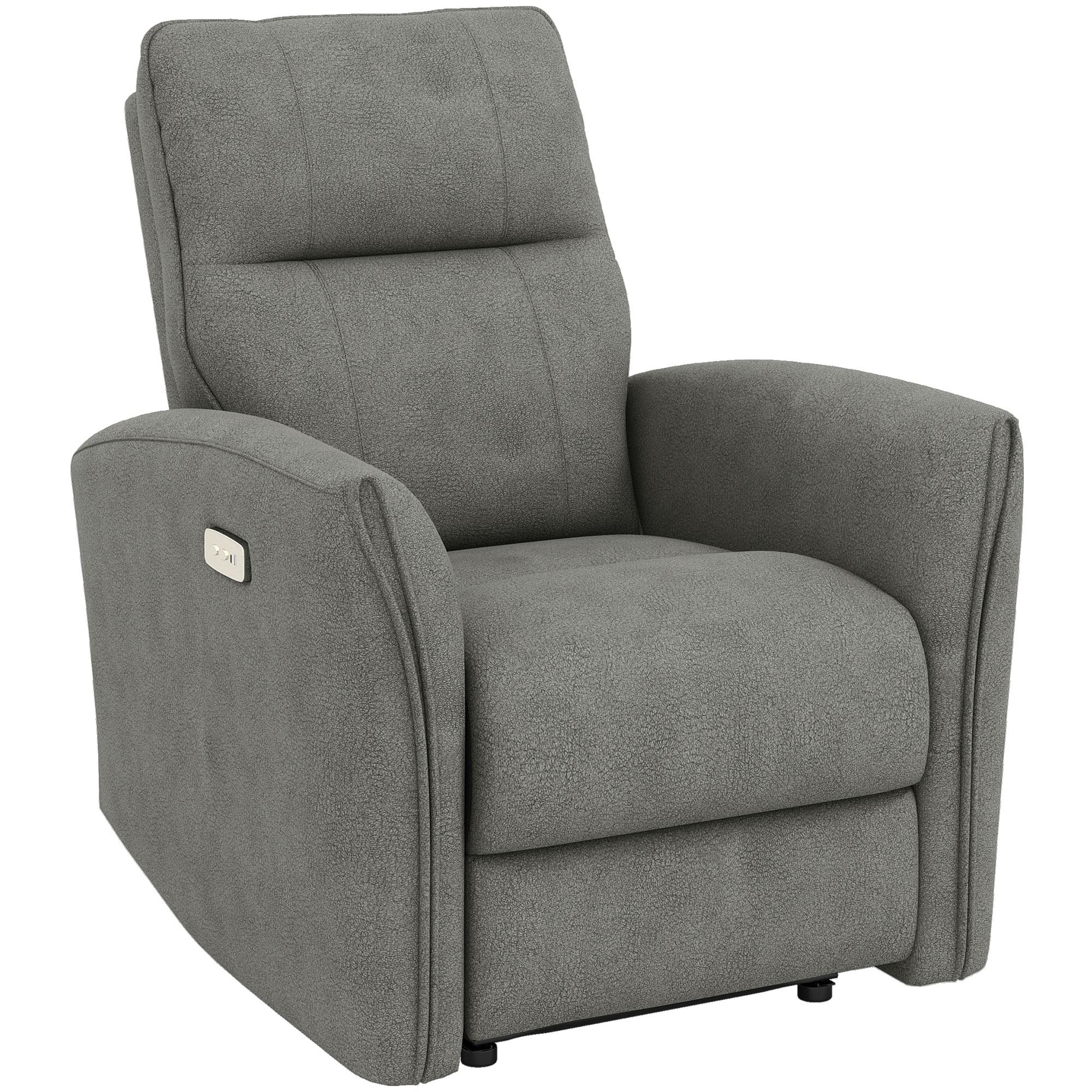 Grey Fabric Power Recliner with USB Ports