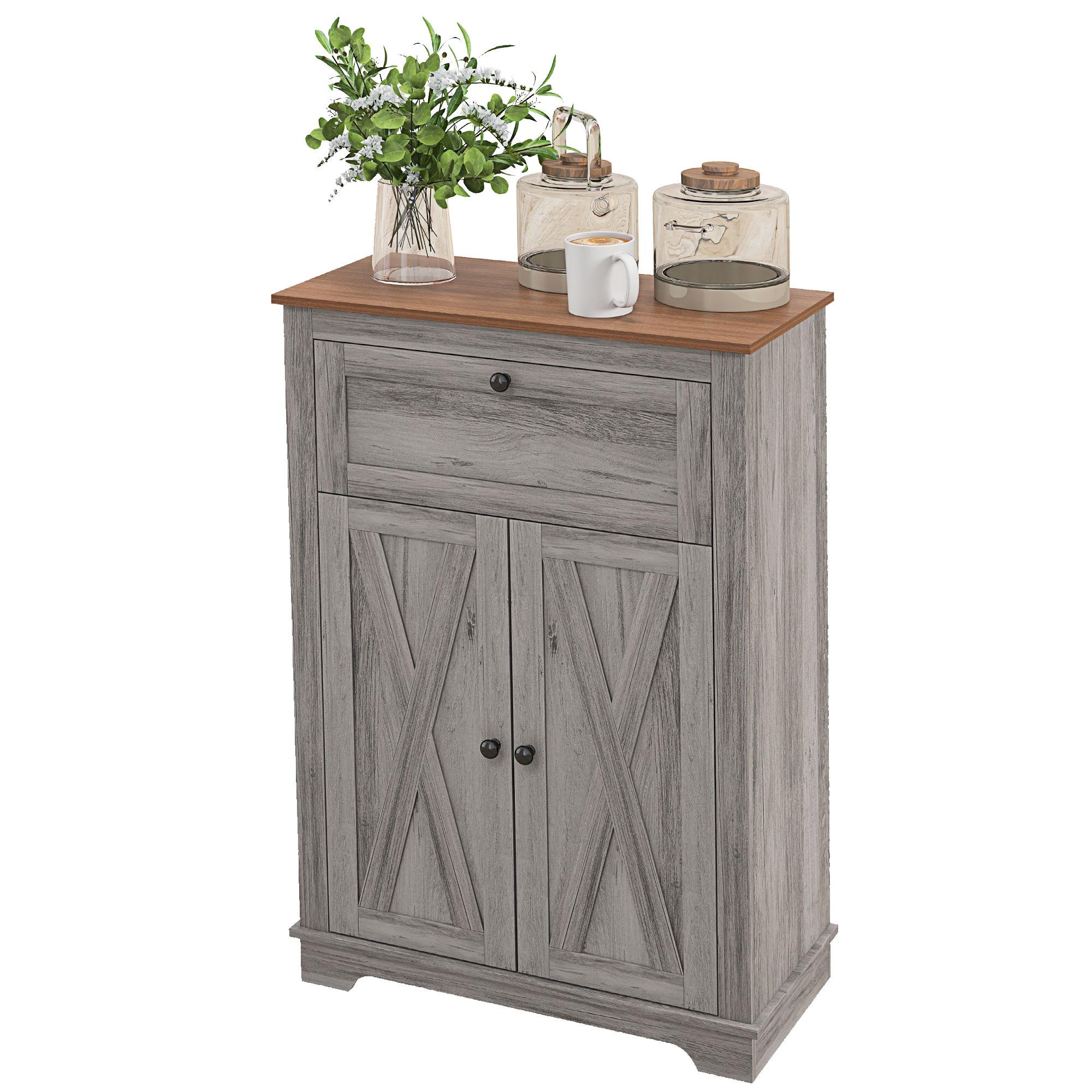 Grey X-Brace Storage Cabinet with Adjustable Shelf