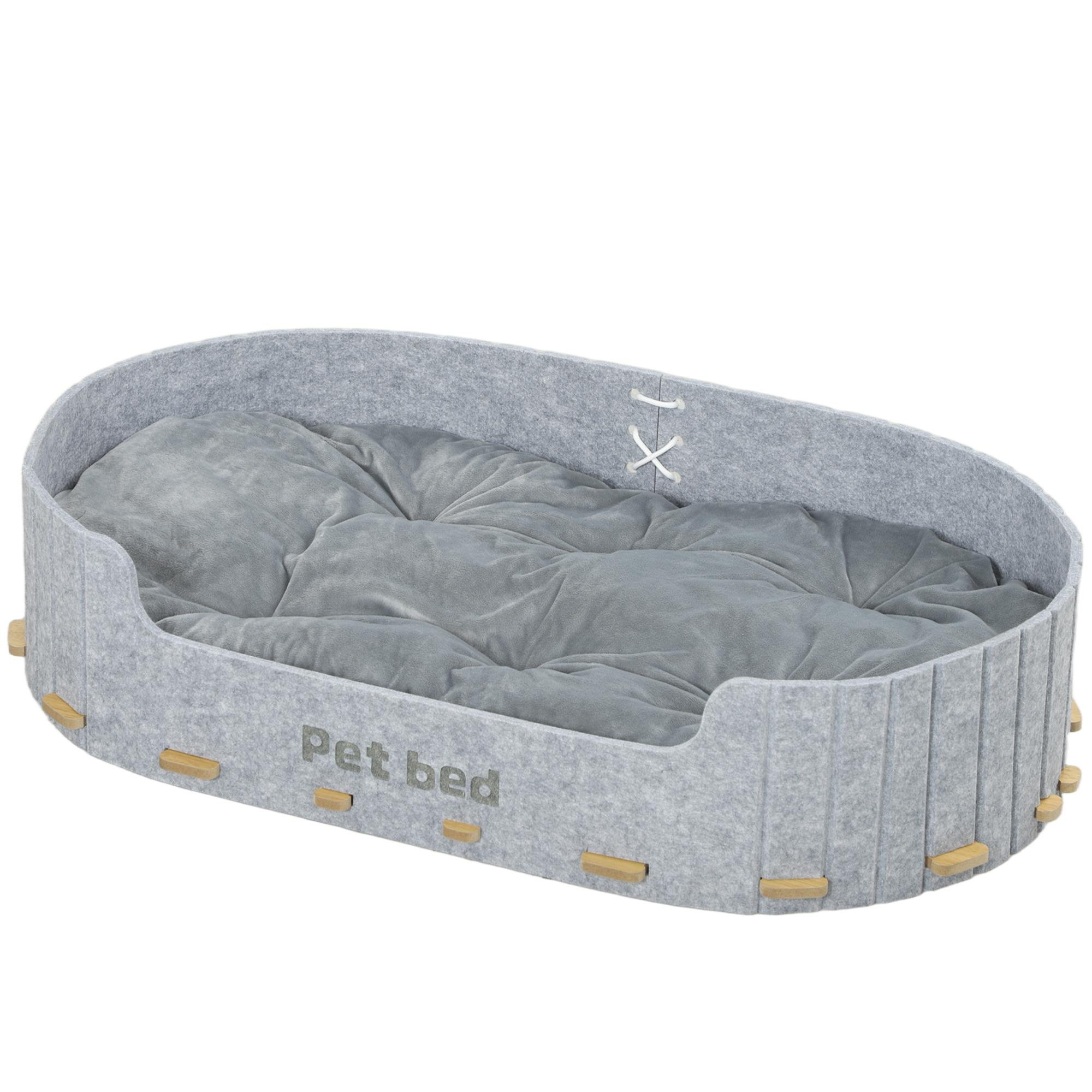 Grey Felt Dog Sofa with Washable Cushion for Cats and Dogs