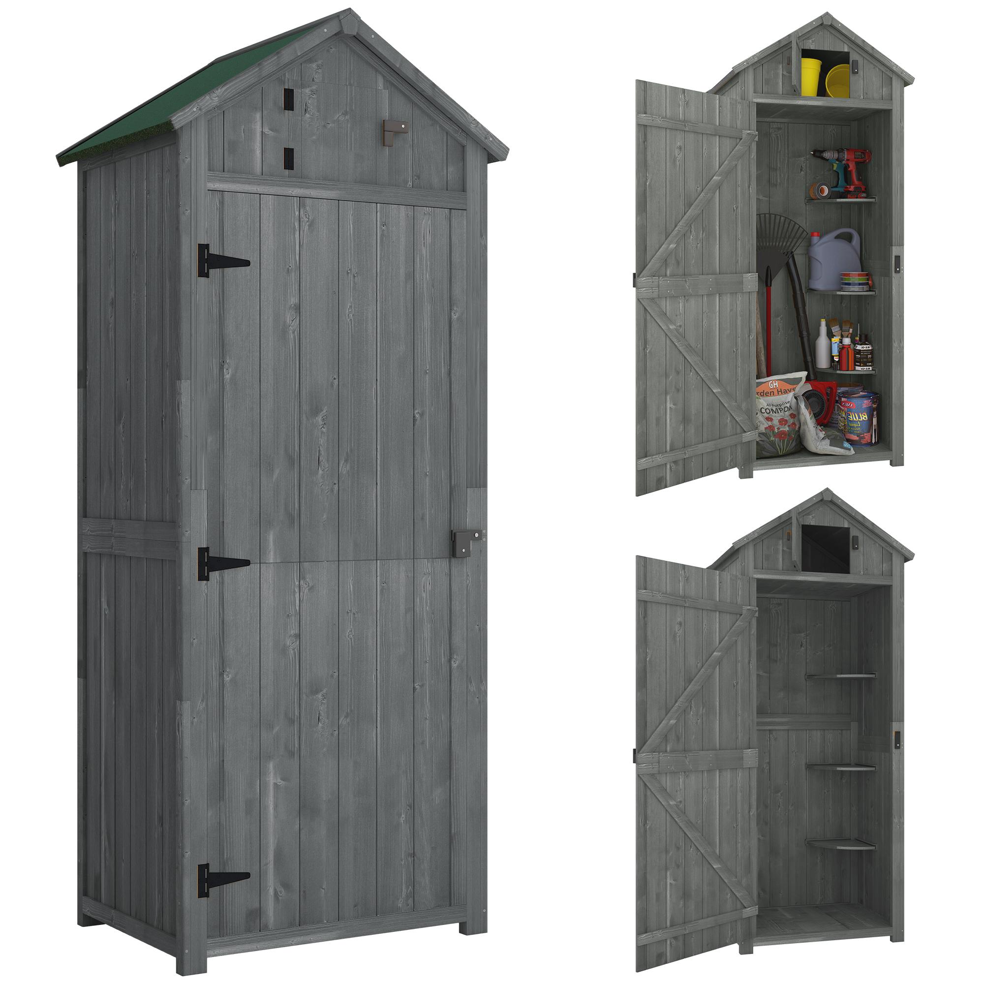 Grey Fir Cedar Storage Shed with 3 Shelves