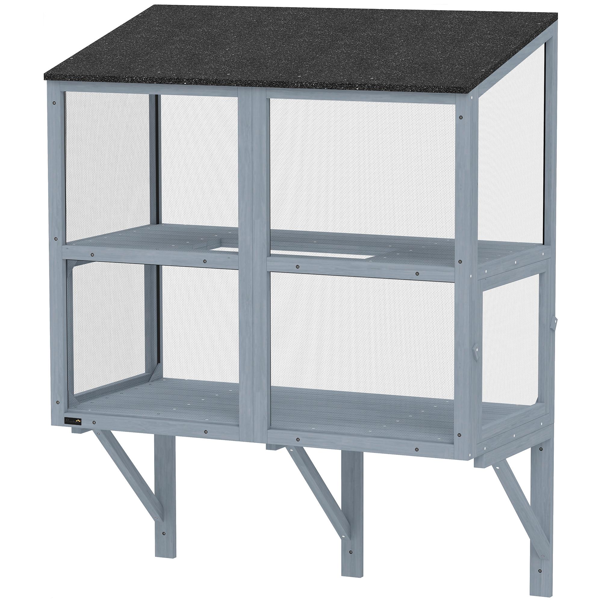 Grey Fir Two Level Catio with Waterproof Roof, 39.4"