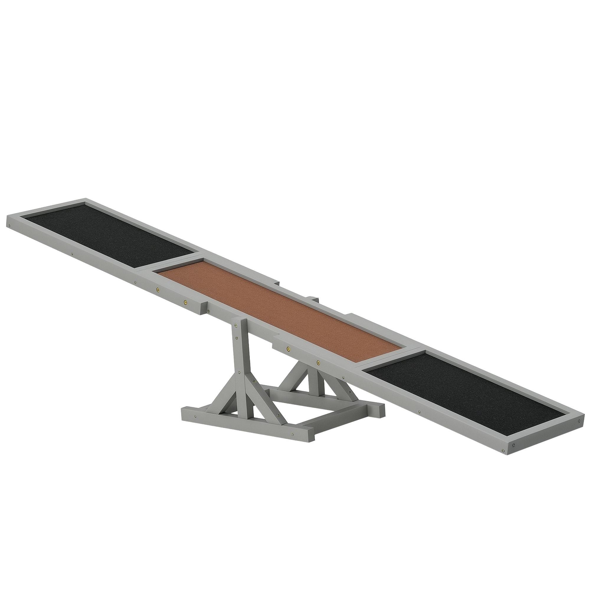 Grey Fir Wood Dog Seesaw with Anti-Slip Surface