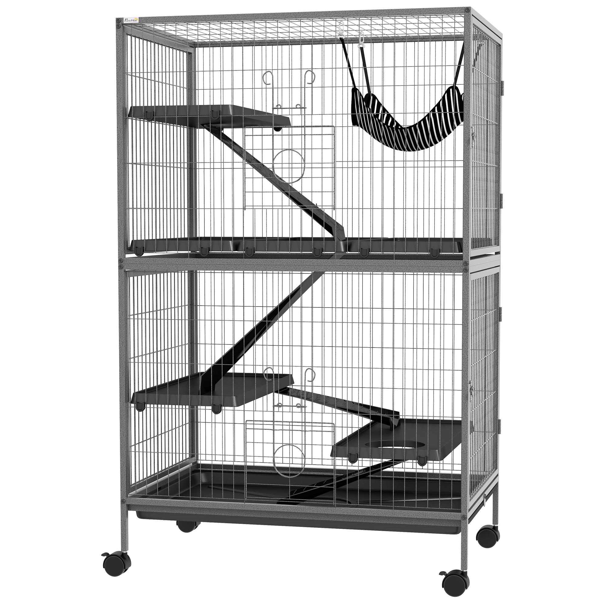Grey Five Tier Cage with Hammock and Ramps