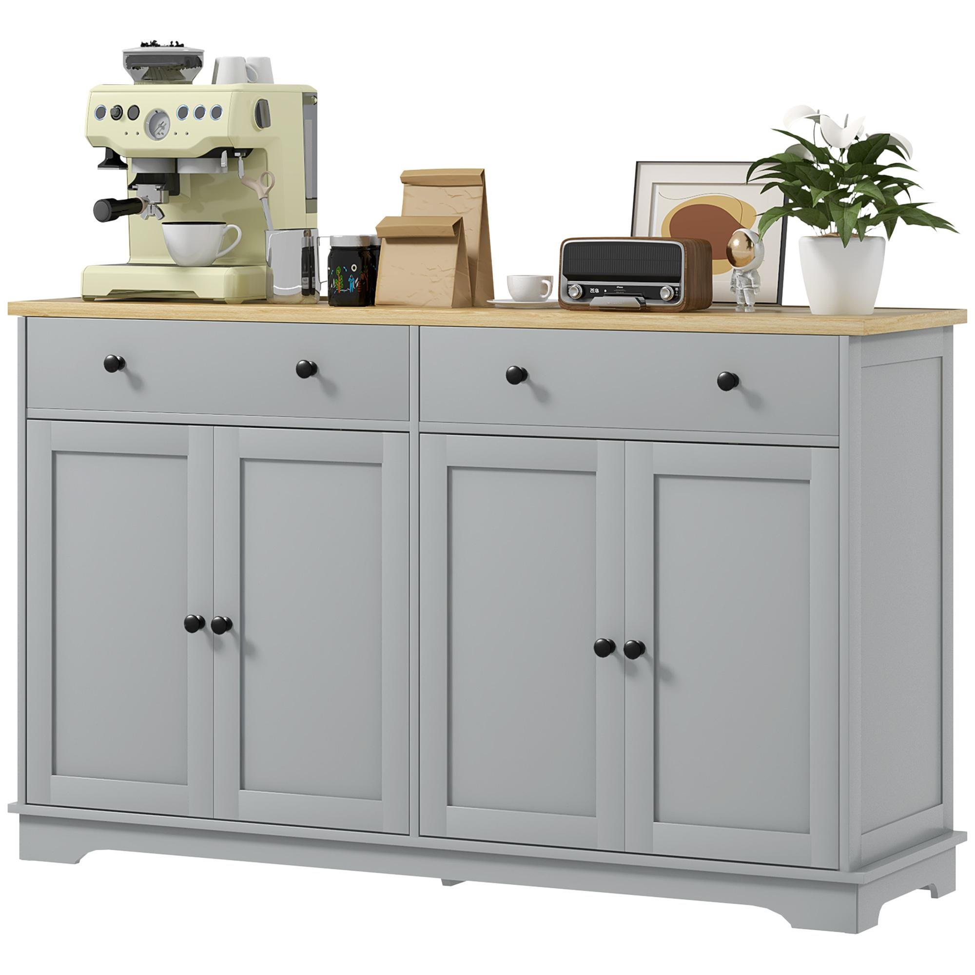 Grey Four Door Sideboard with Adjustable Shelves