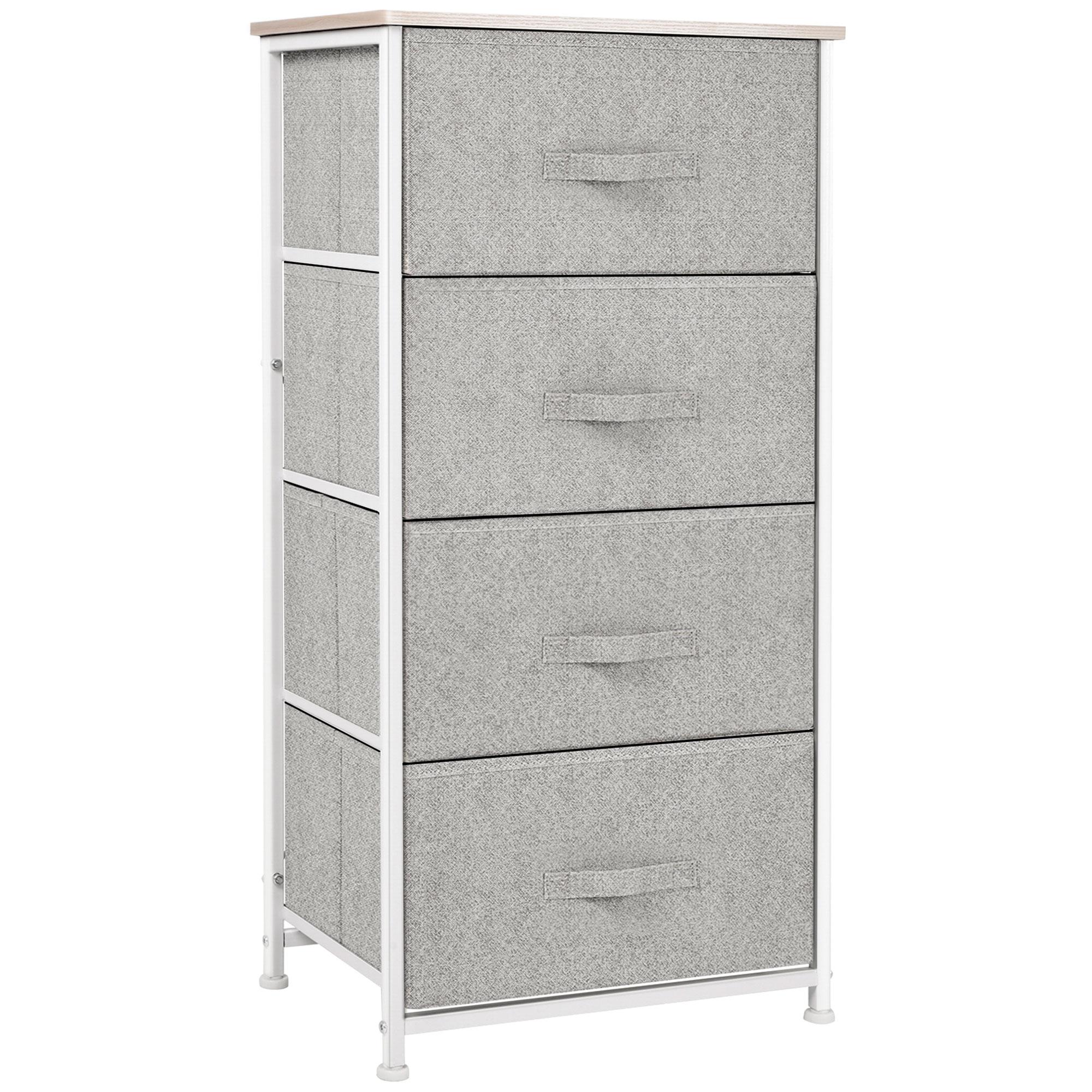 Grey Linen Four Drawer Cabinet with Adjustable Feet