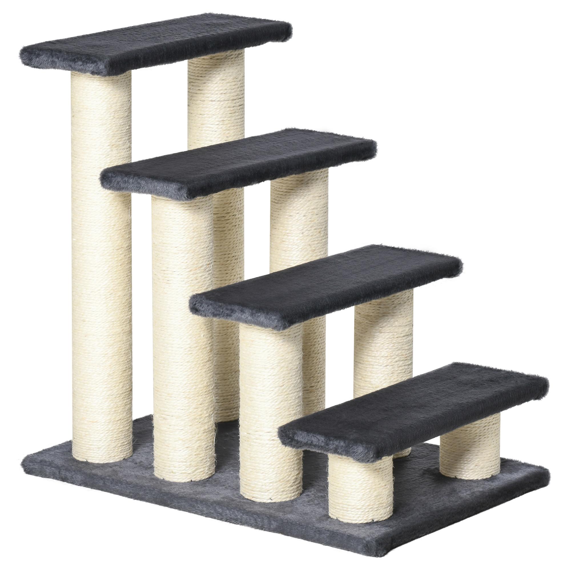 Grey Sisal Cat Stairs with Four Tiers
