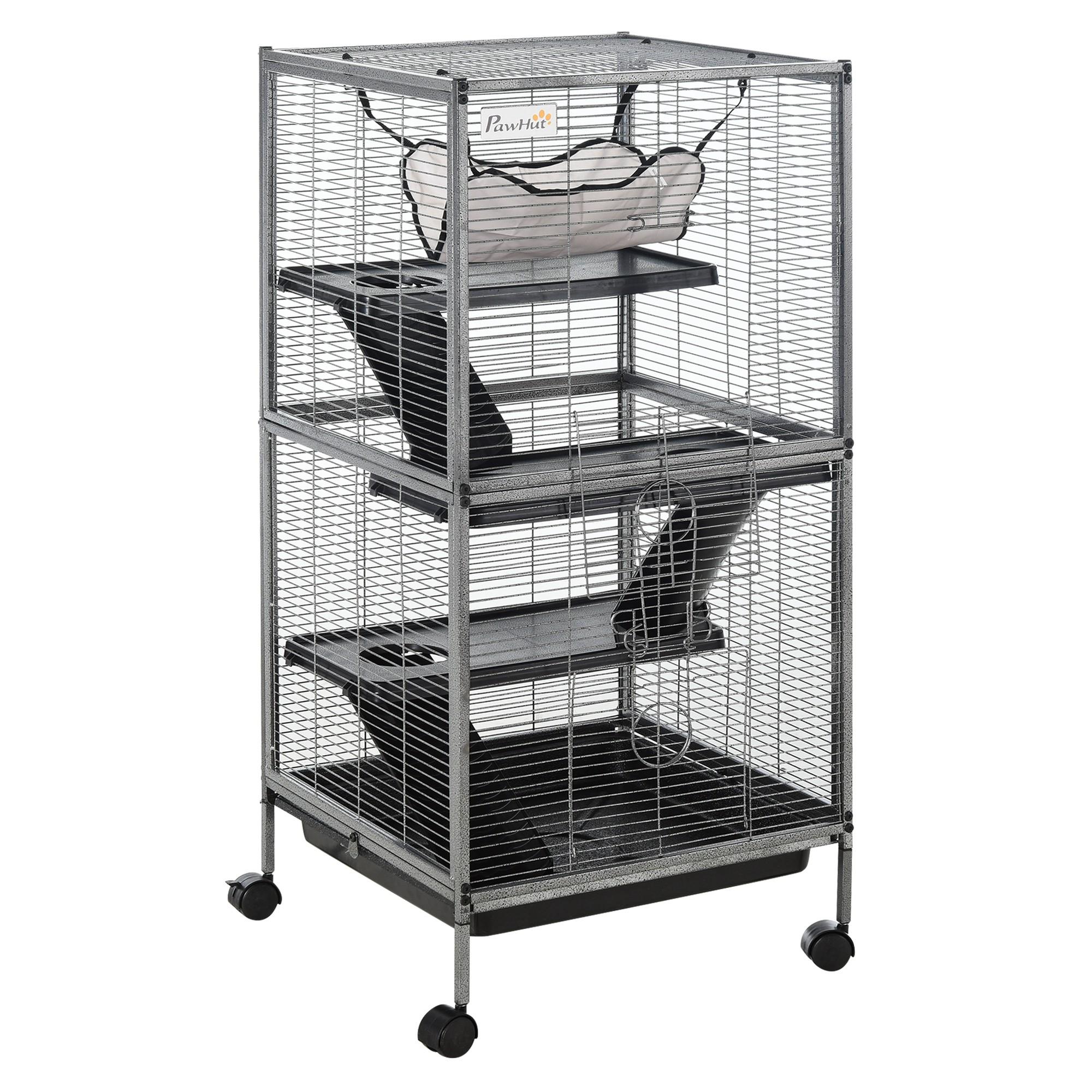 Grey Four Tier Cage with Hammock, 52 cm