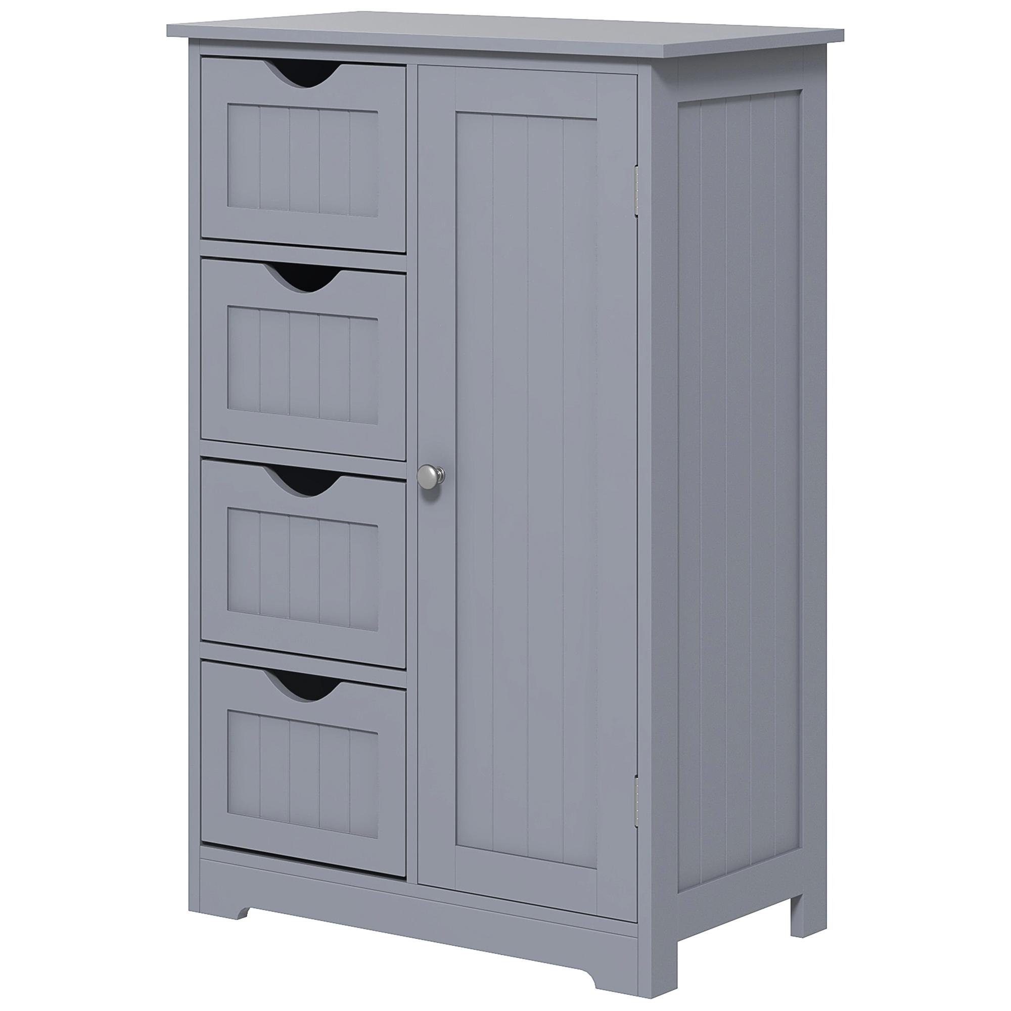 Grey Four Drawer Bathroom Cabinet with Adjustable Shelf