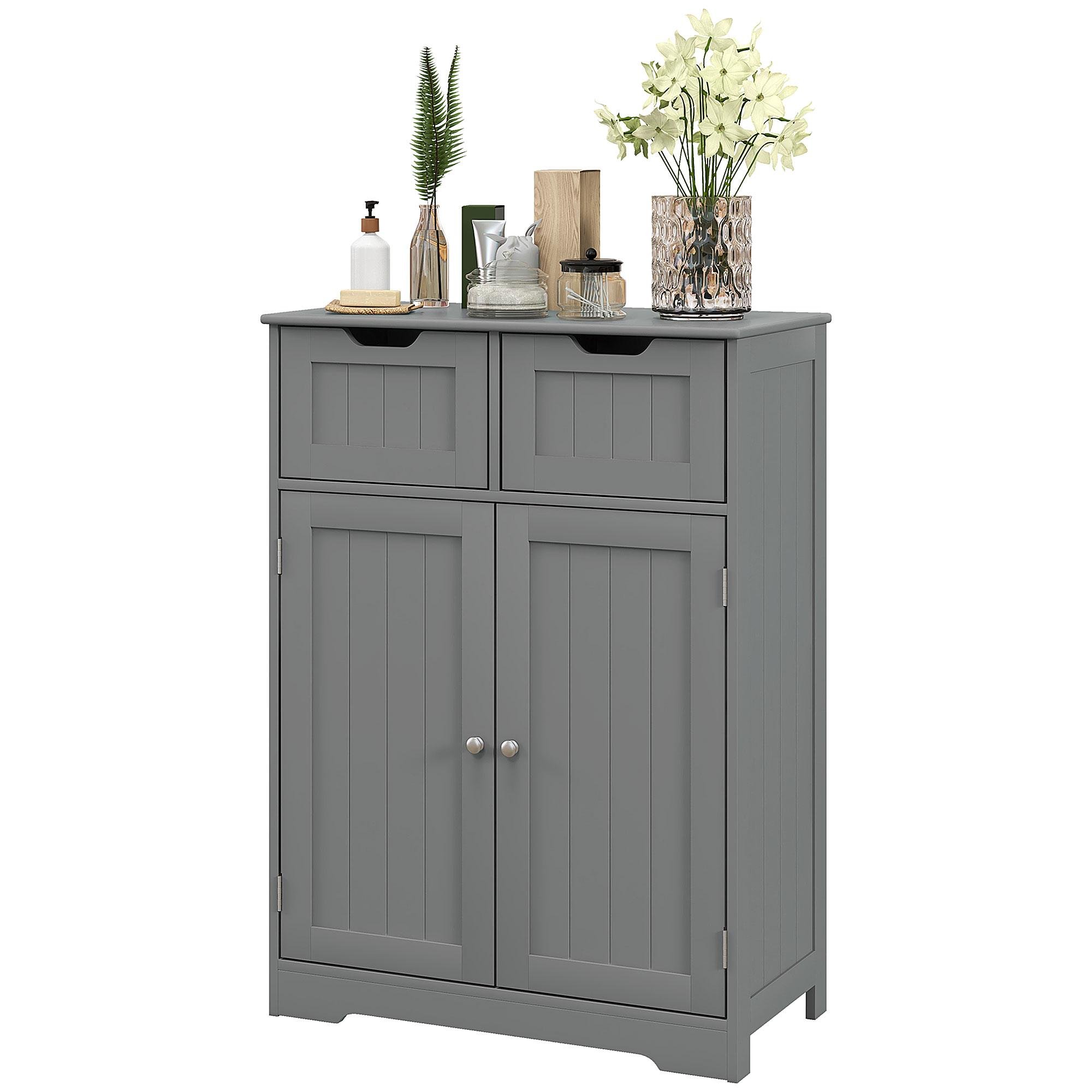 Grey MDF Bathroom Cabinet with Adjustable Shelf, 23.5 in