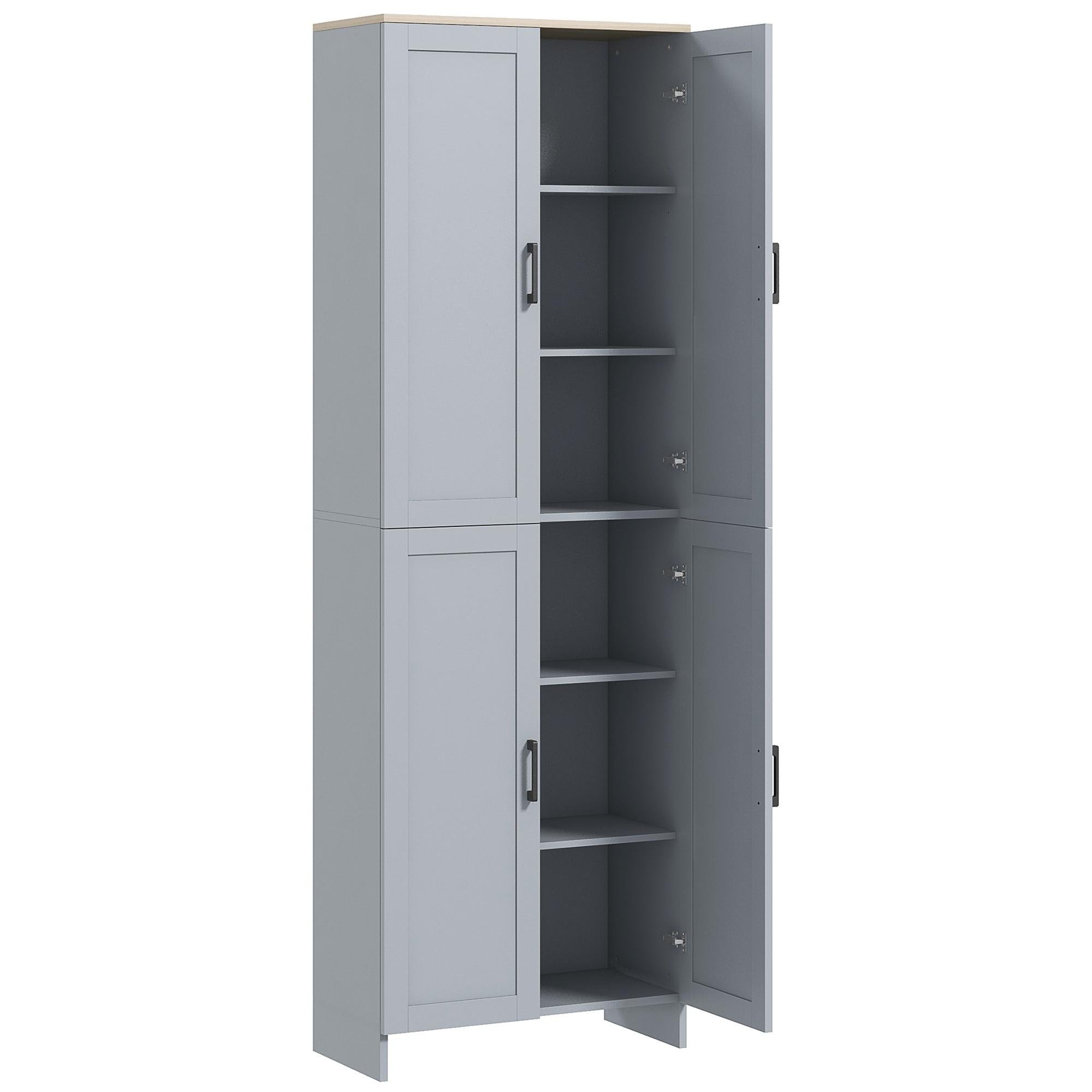 Grey 67 Inch Pantry Storage with Adjustable Shelves
